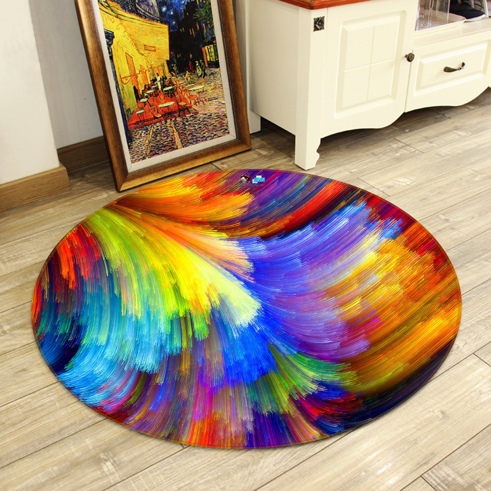 3D Color Texture 72203 Round Non Slip Rug Mat