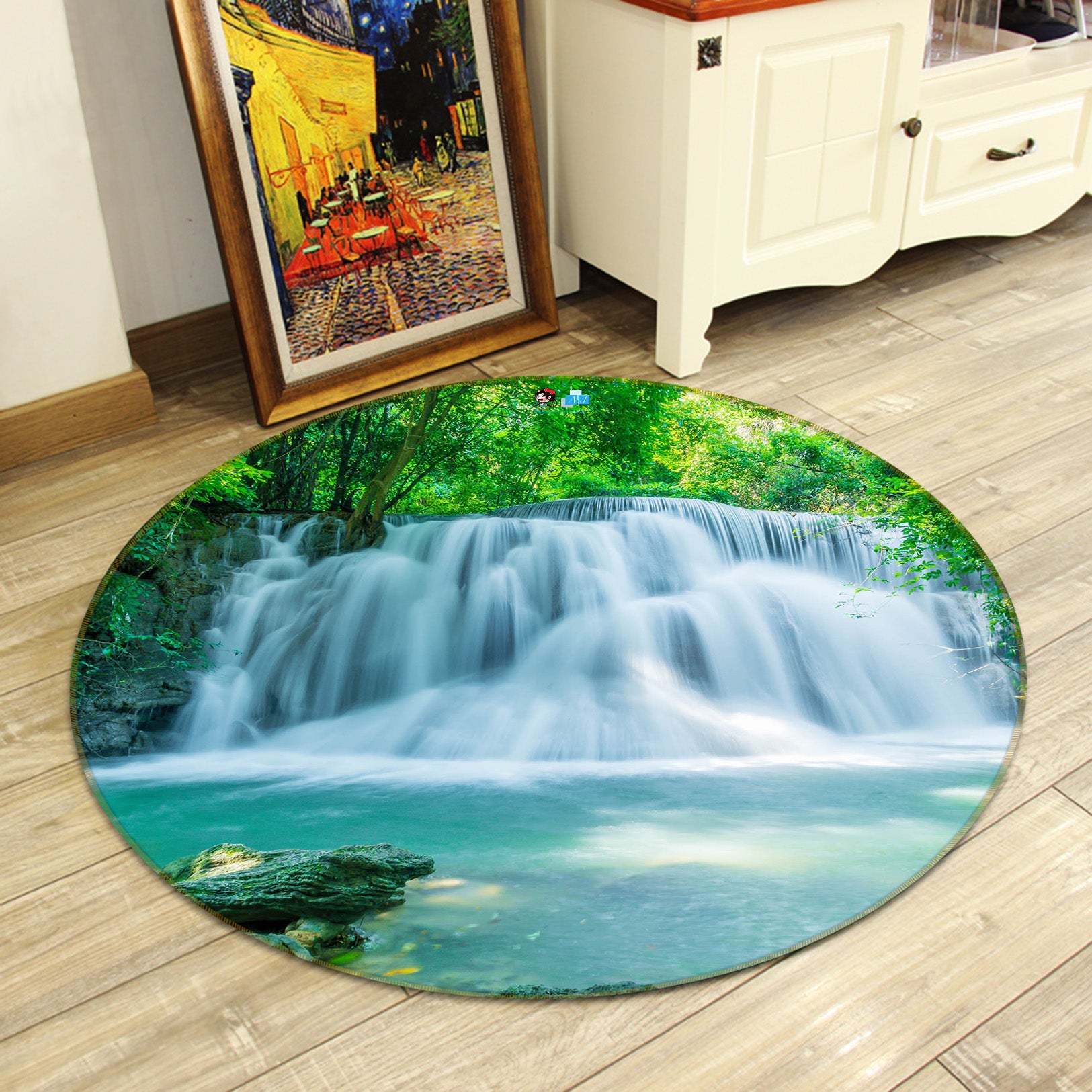 3D Waterfall 81121 Round Non Slip Rug Mat