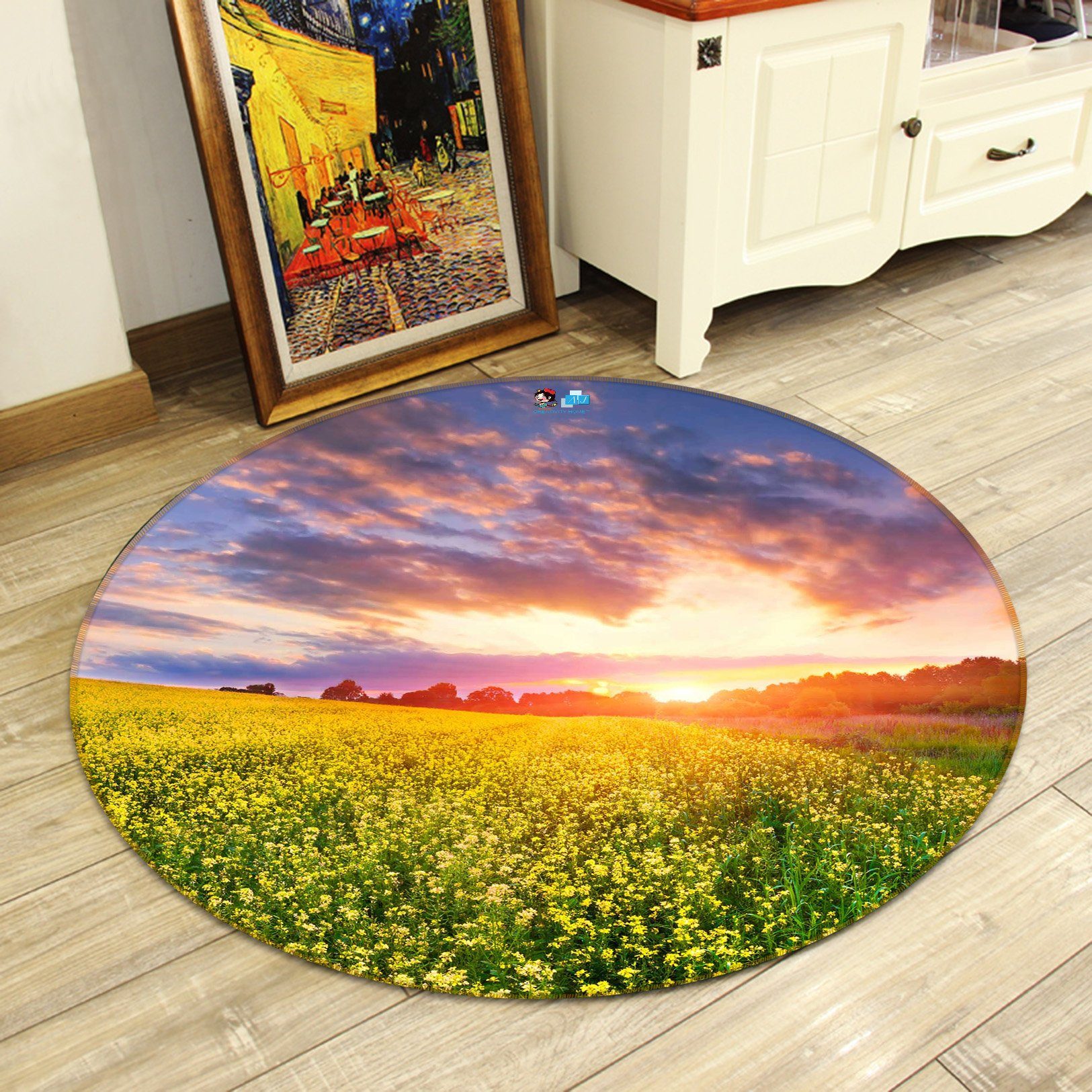 3D Sunset Flower Field 372 Round Non Slip Rug Mat Mat AJ Creativity Home 