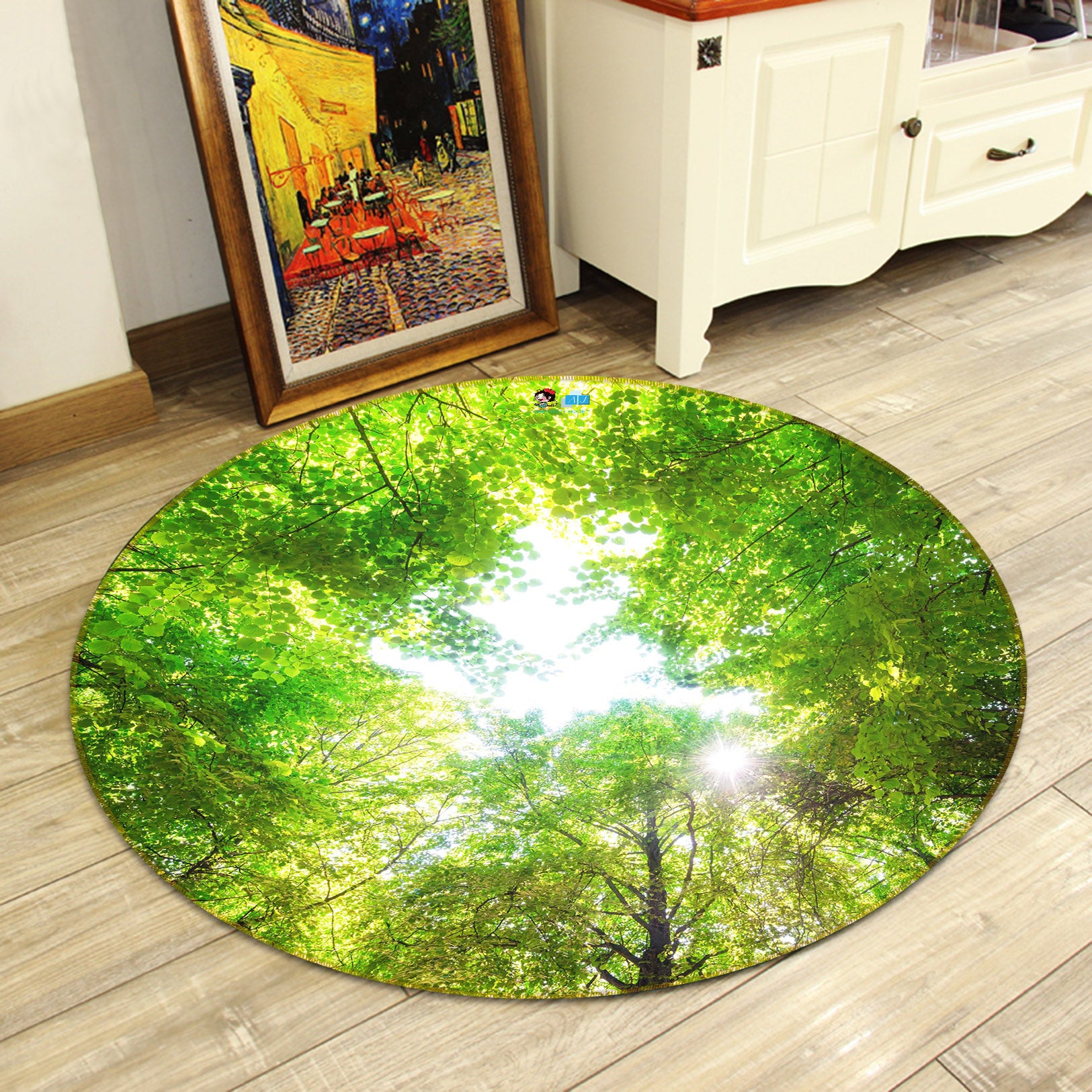 3D Tree Sunlight 72096 Round Non Slip Rug Mat