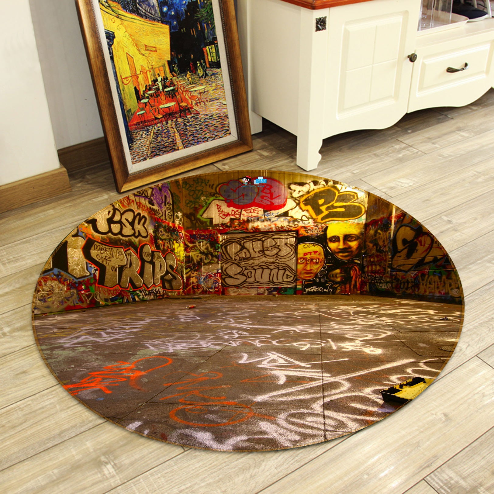 3D Wall Graffiti 81003 Round Non Slip Rug Mat