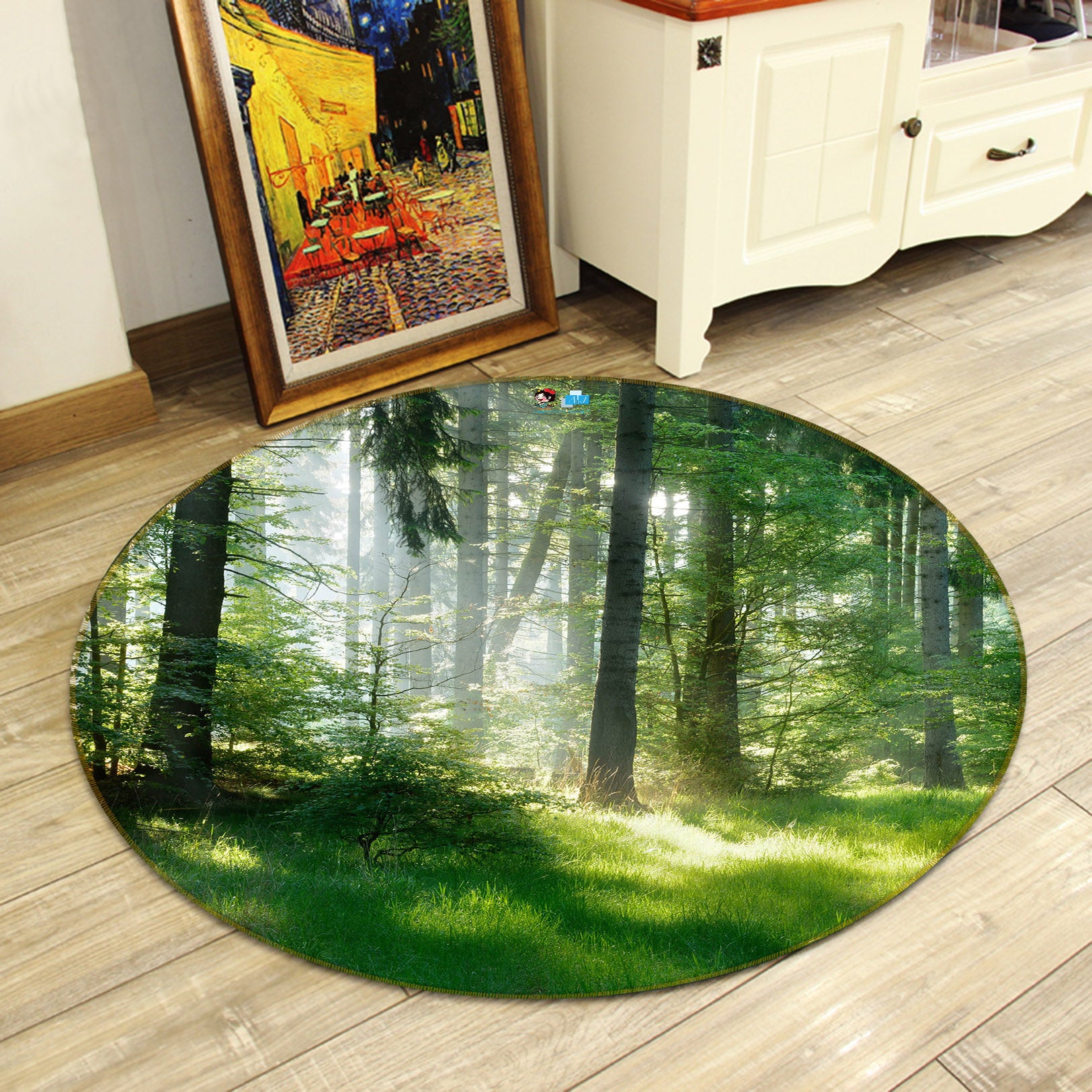 3D Woods Forest 74178 Round Non Slip Rug Mat