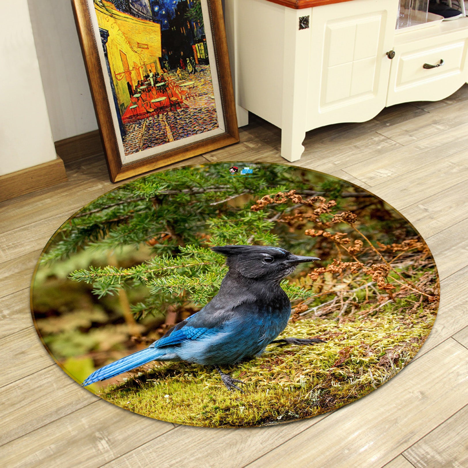 3D Blue Bird 81140 Round Non Slip Rug Mat
