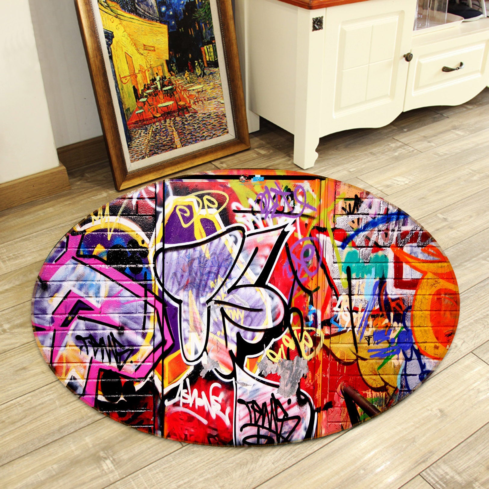 3D Color Abstract Pattern 72282 Round Non Slip Rug Mat