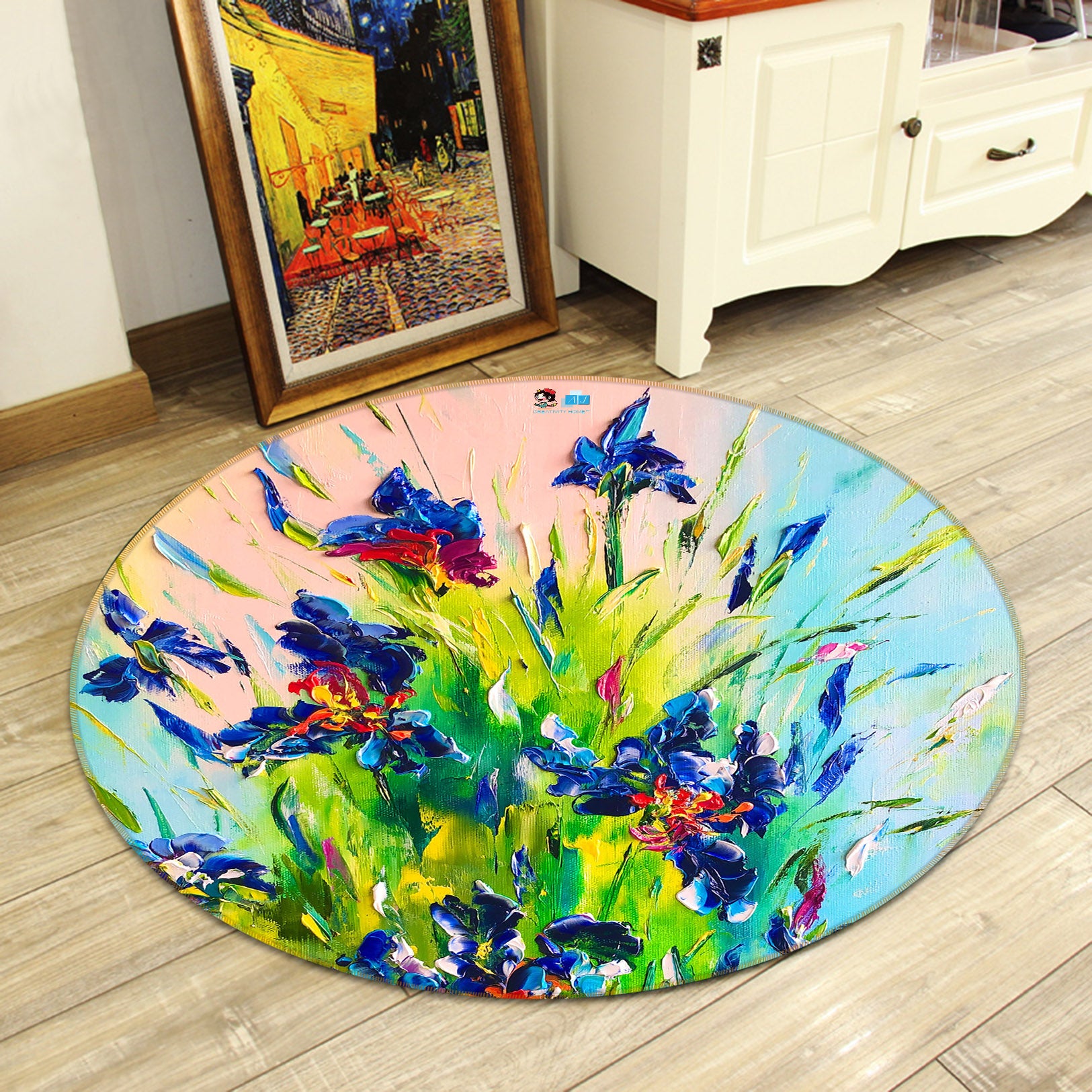 3D Orchid Petals 890 Skromova Marina Rug Round Non Slip Rug Mat