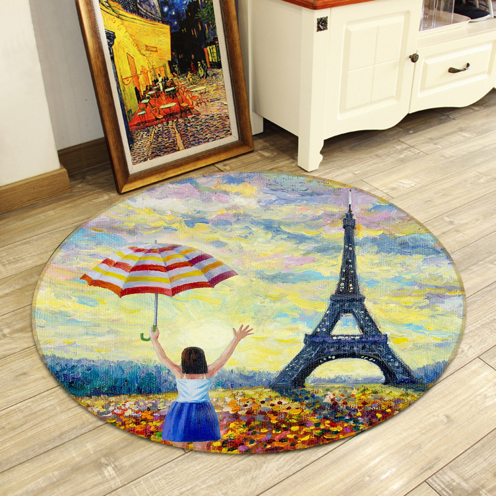3D Flower Bush Iron Tower 71211 Round Non Slip Rug Mat