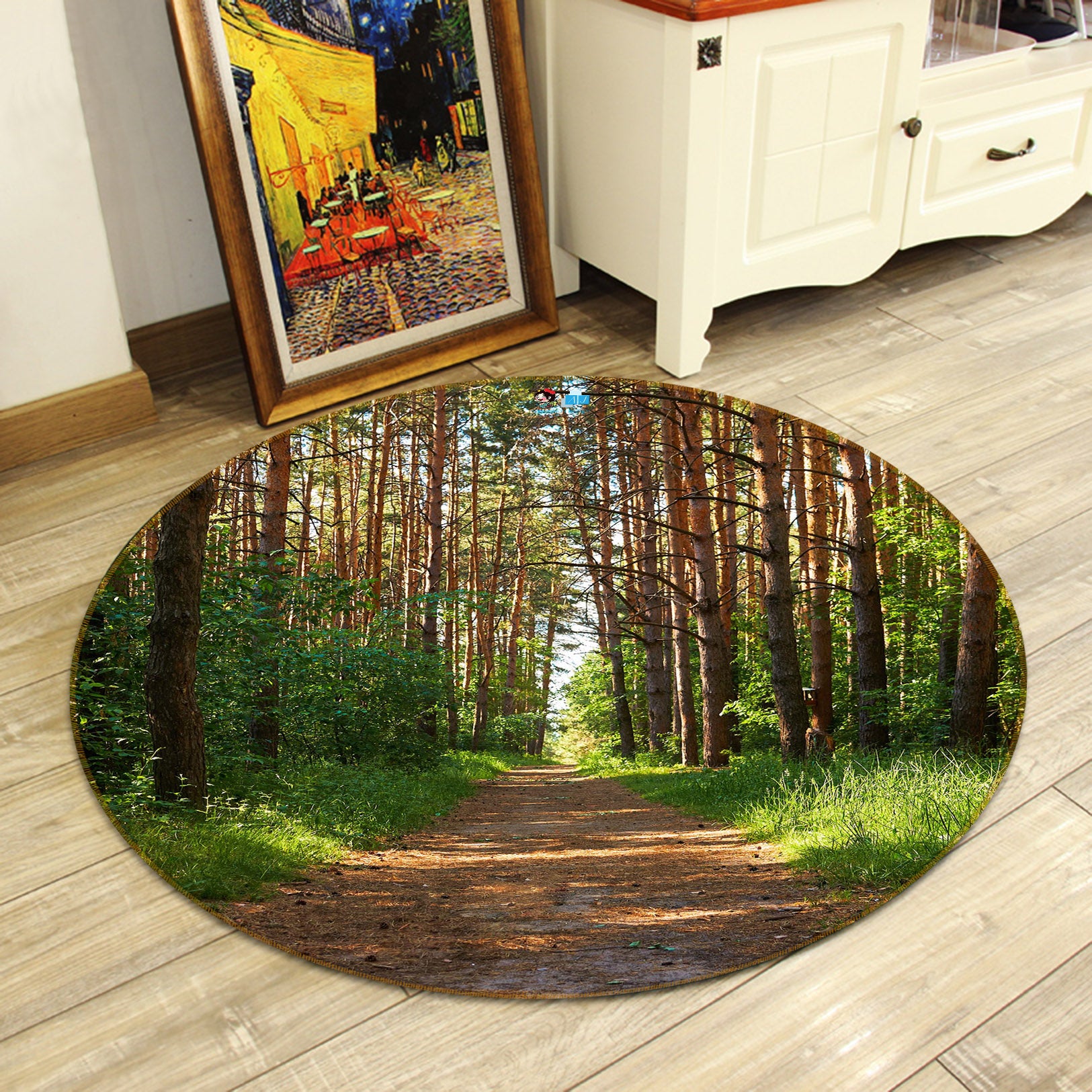 3D Forest Path 81045 Round Non Slip Rug Mat