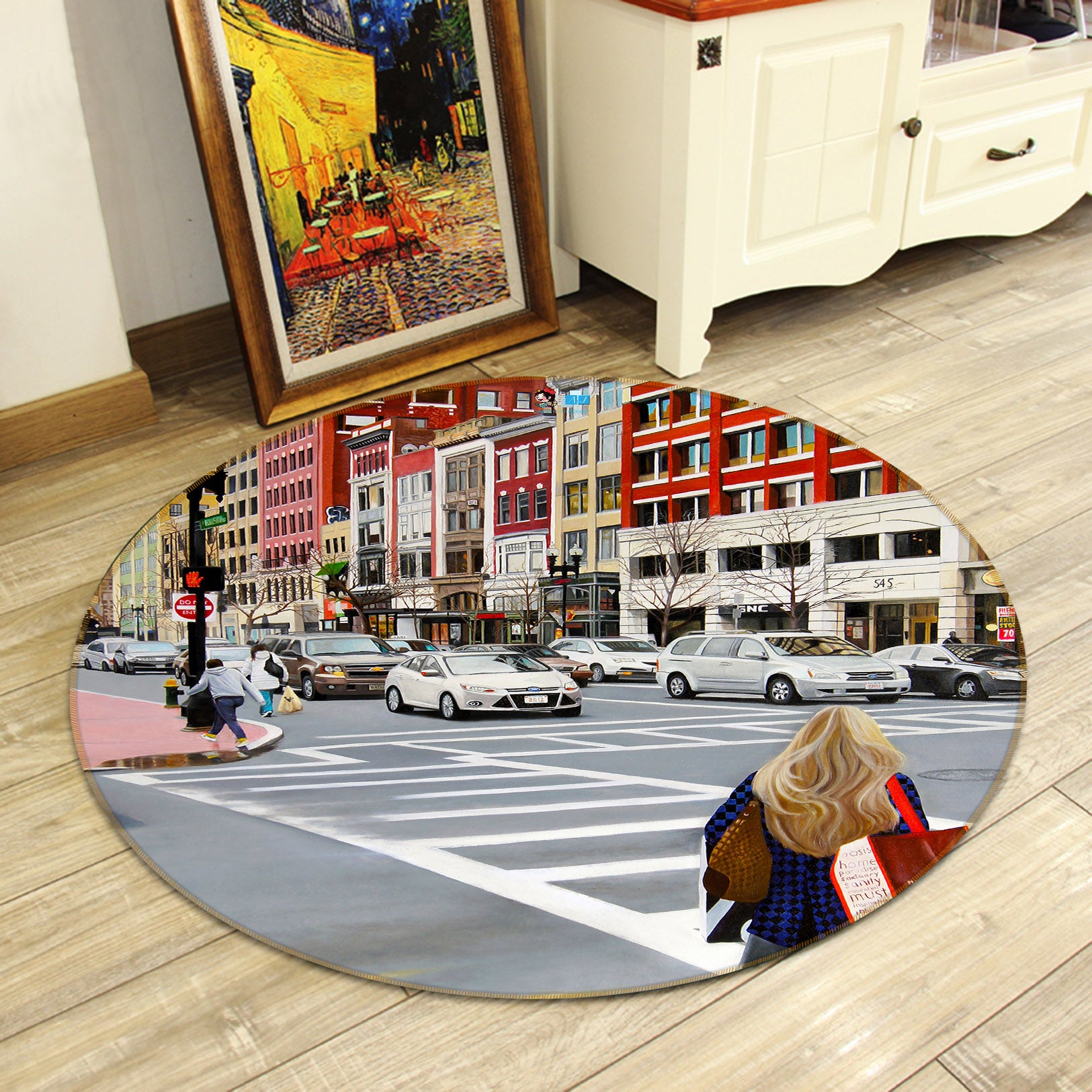 3D Road 11077 Matthew Holden Bates Rug Round Non Slip Rug Mat