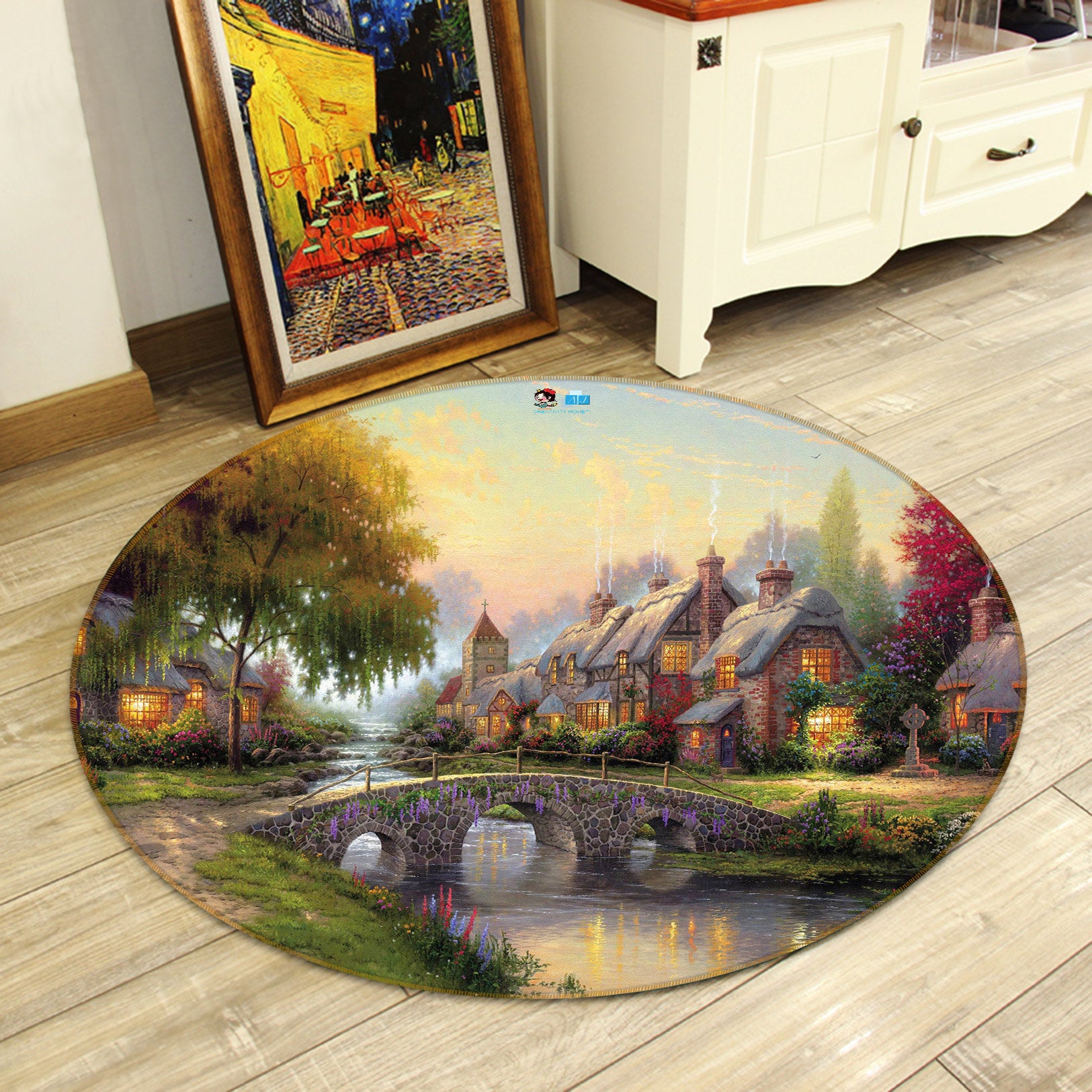 3D House Bridge 73005 Round Non Slip Rug Mat