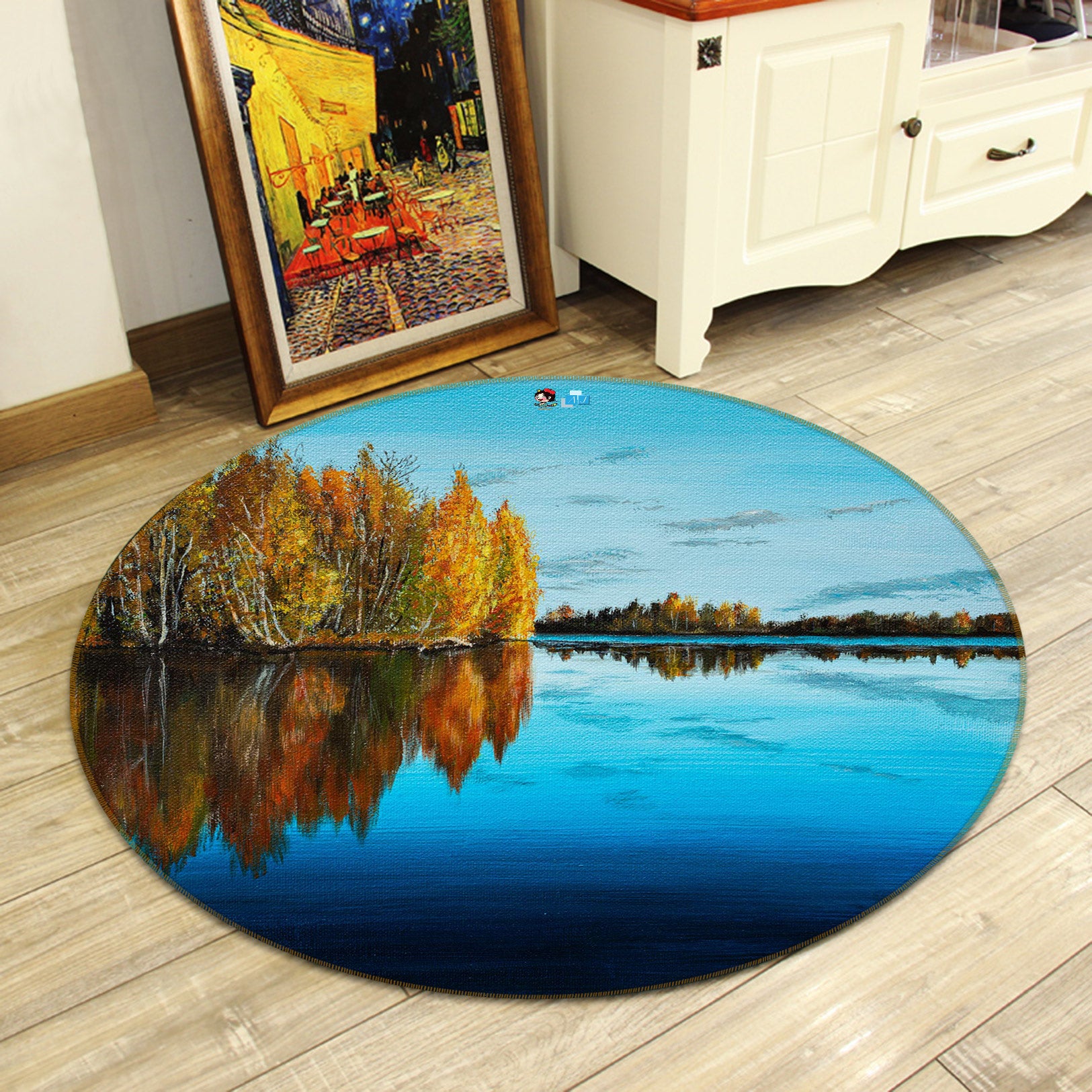 3D Lake Woods 18121 Marina Zotova Rug Round Non Slip Rug Mat