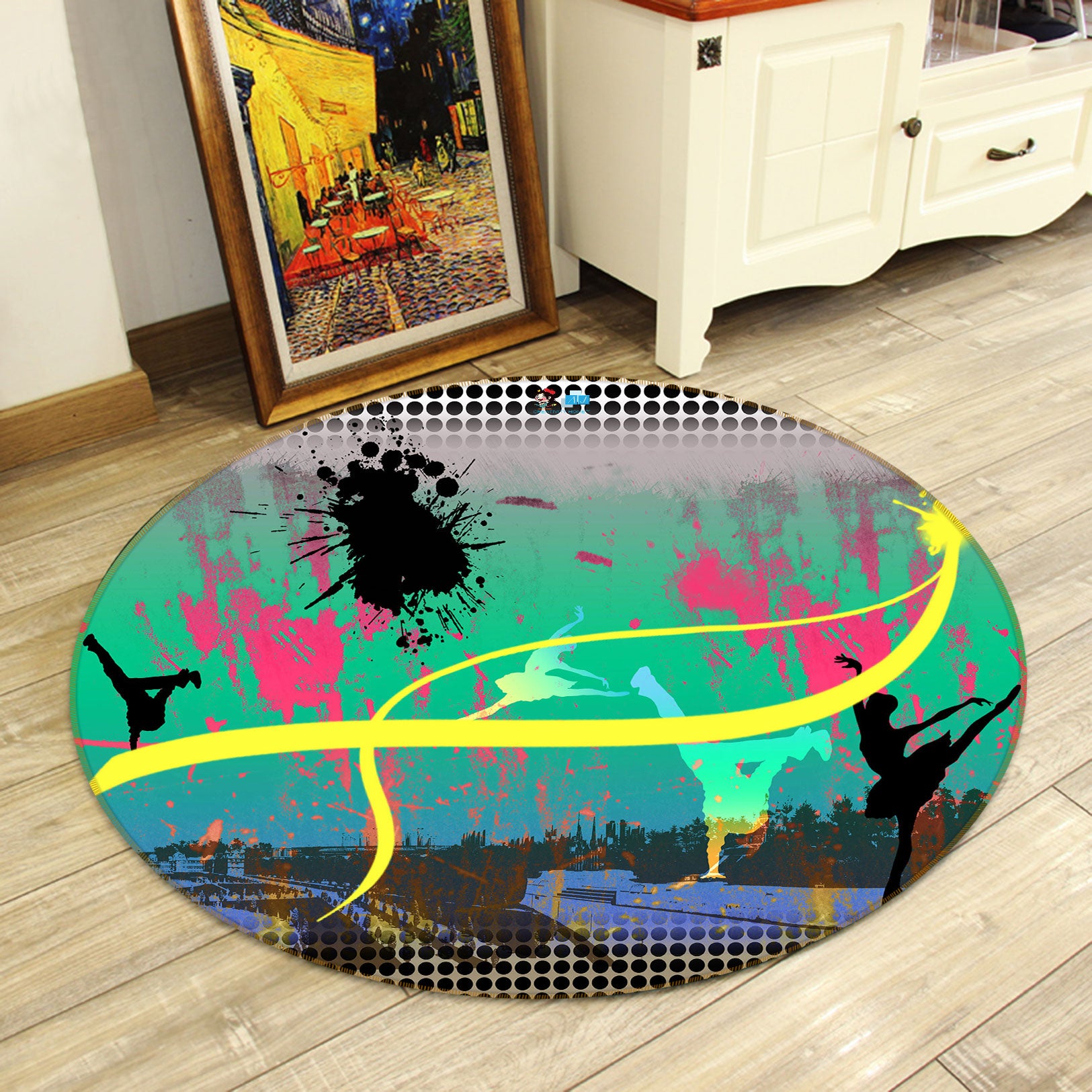 3D Graffiti 80300 Round Non Slip Rug Mat