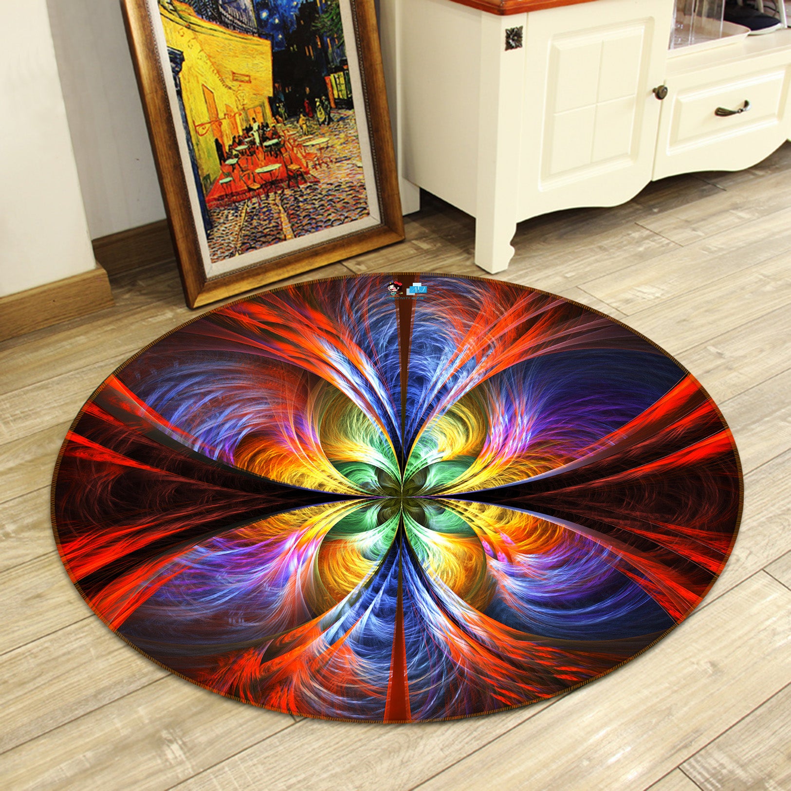 3D Color Abstract Pattern 74160 Round Non Slip Rug Mat