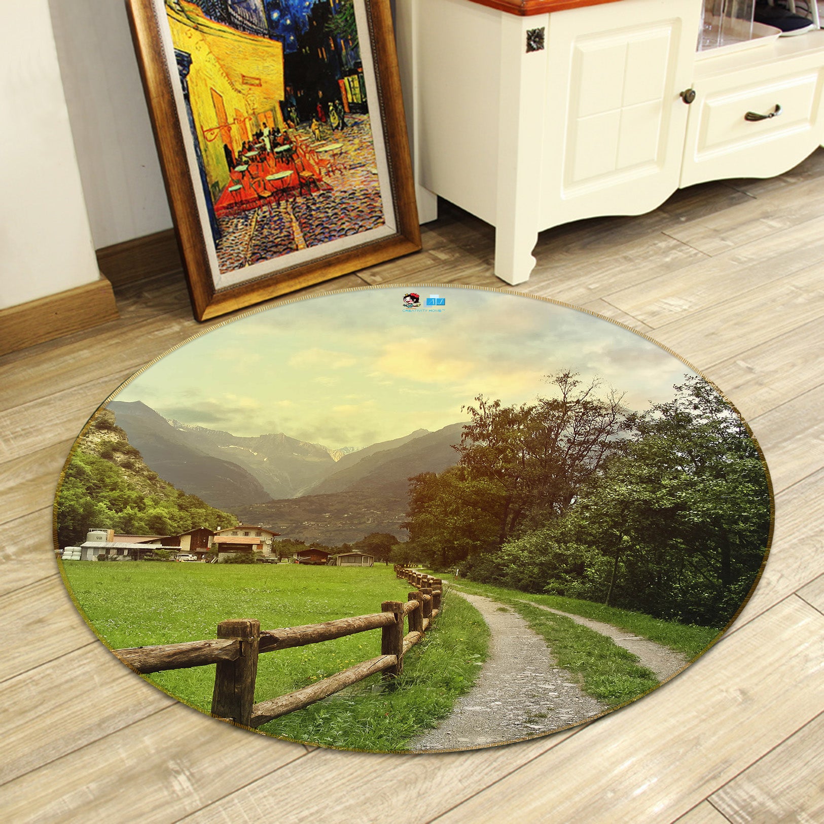 3D Path Tree 74135 Round Non Slip Rug Mat