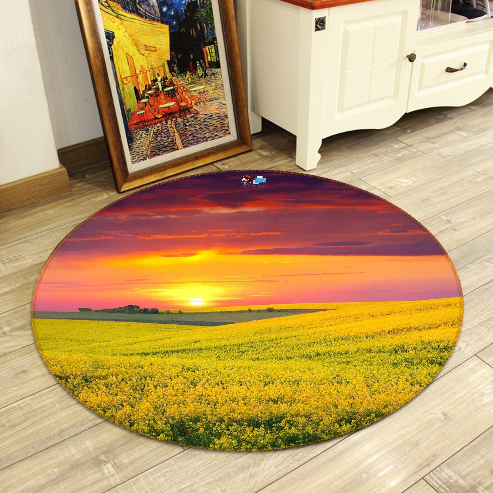 3D Flowers Field Sunset 126 Round Non Slip Rug Mat Mat AJ Creativity Home 