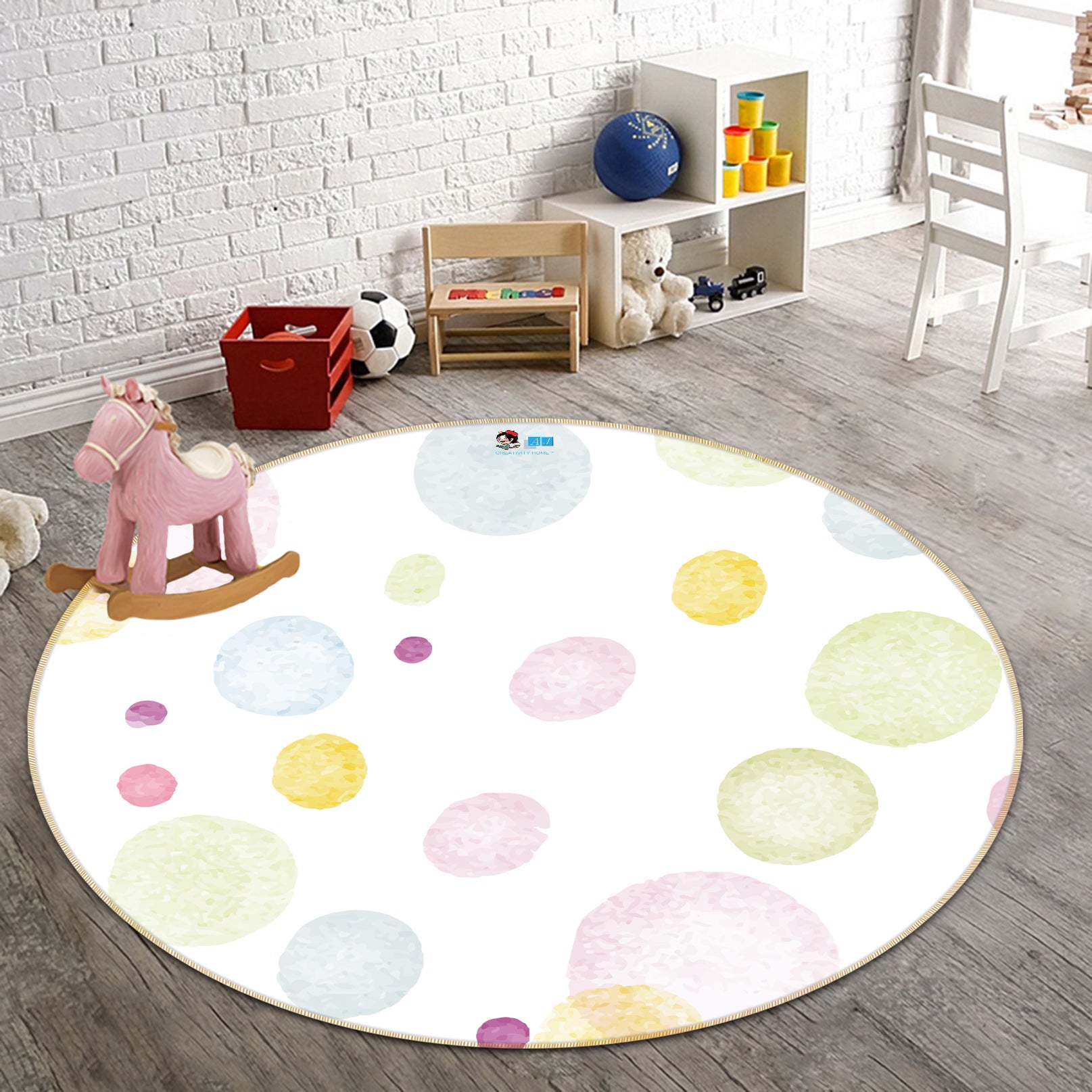 3D Color Circle 64077 Round Non Slip Rug Mat