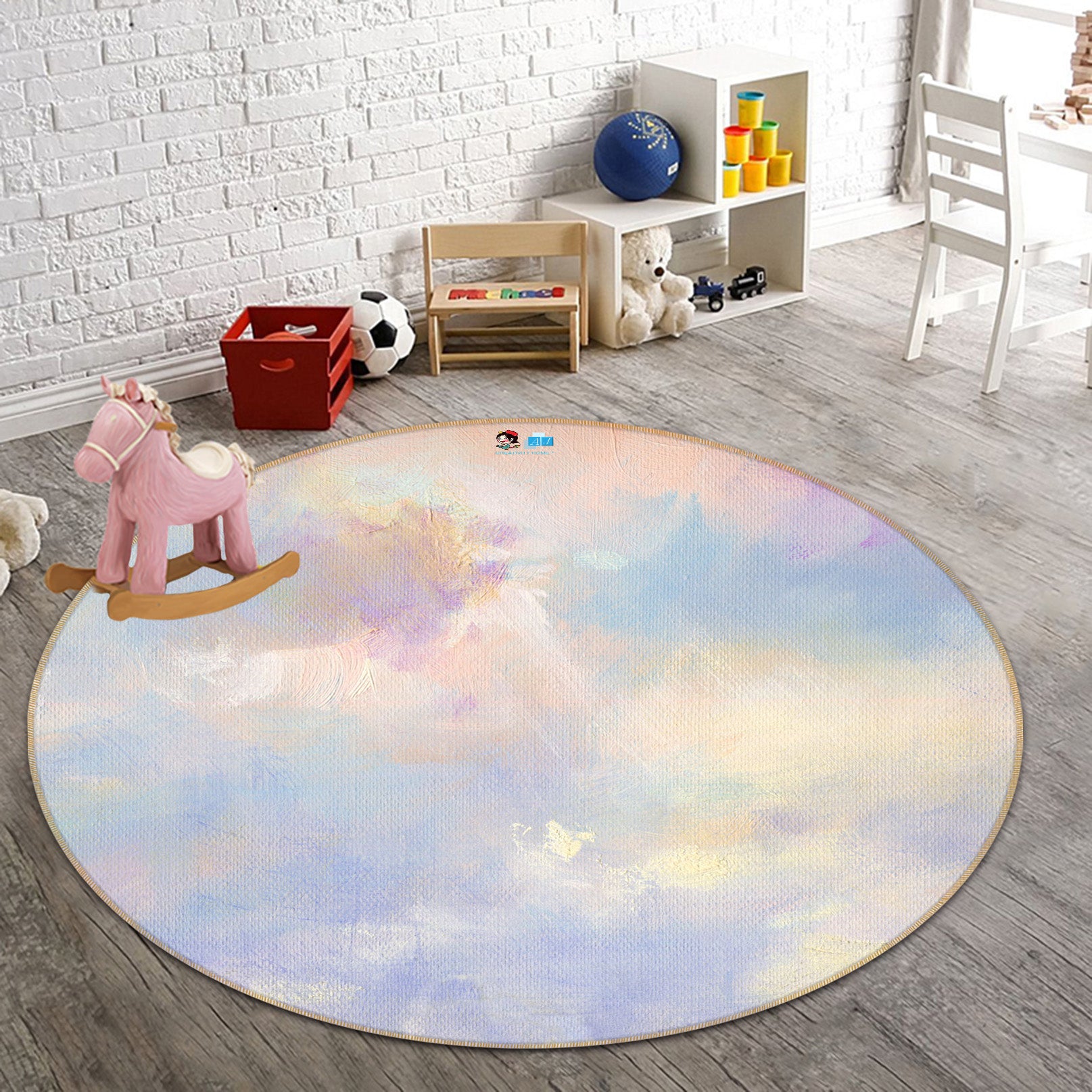 3D Cloud 64117 Round Non Slip Rug Mat