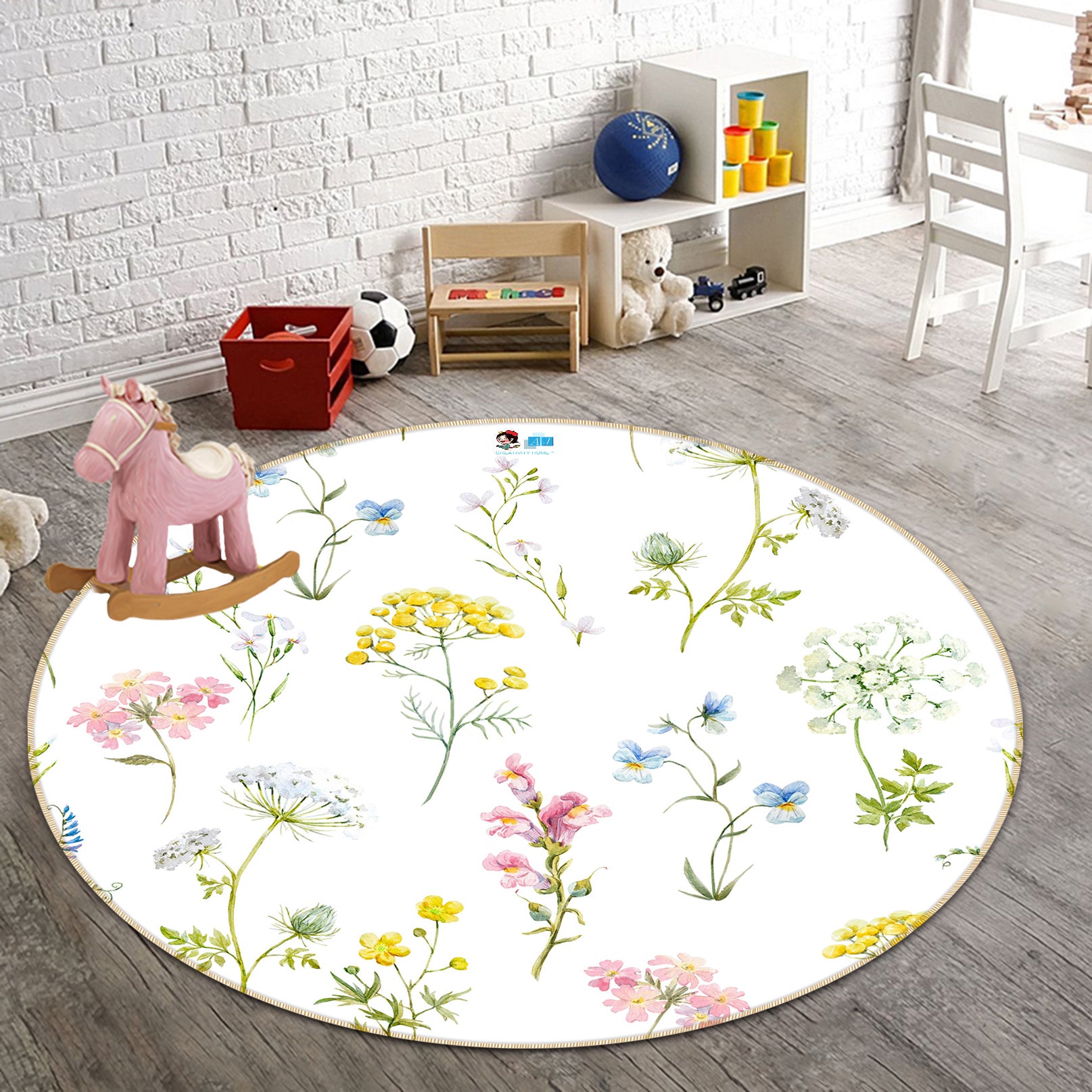 3D Flower Branch 64159 Round Non Slip Rug Mat