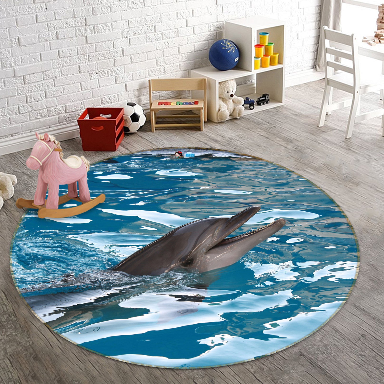 3D Dolphin 80264 Round Non Slip Rug Mat