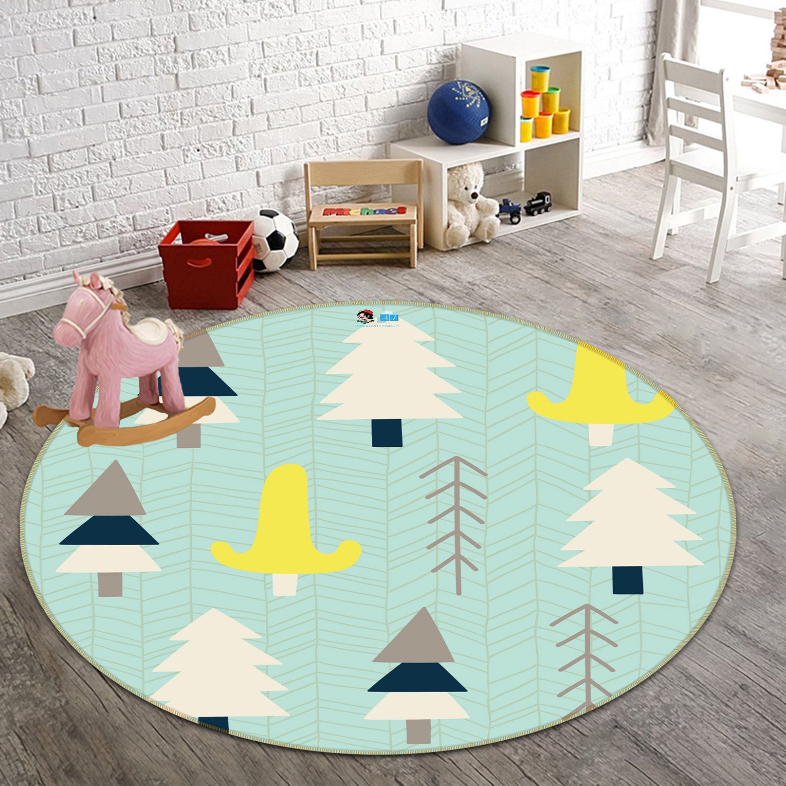 3D Tree 64121 Round Non Slip Rug Mat