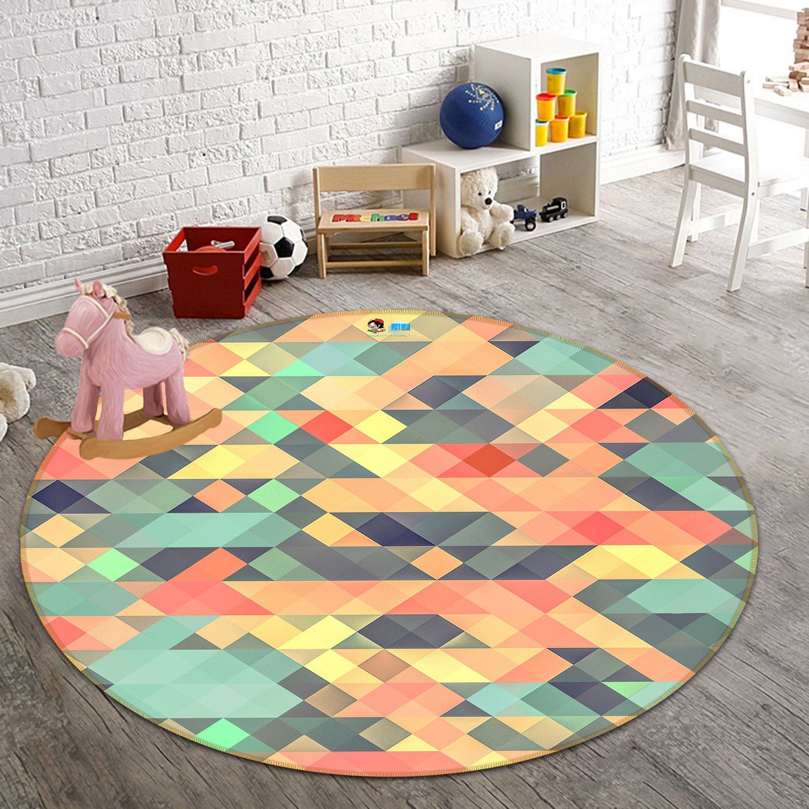 3D Colored Triangle 172 Round Non Slip Rug Mat Mat AJ Creativity Home 
