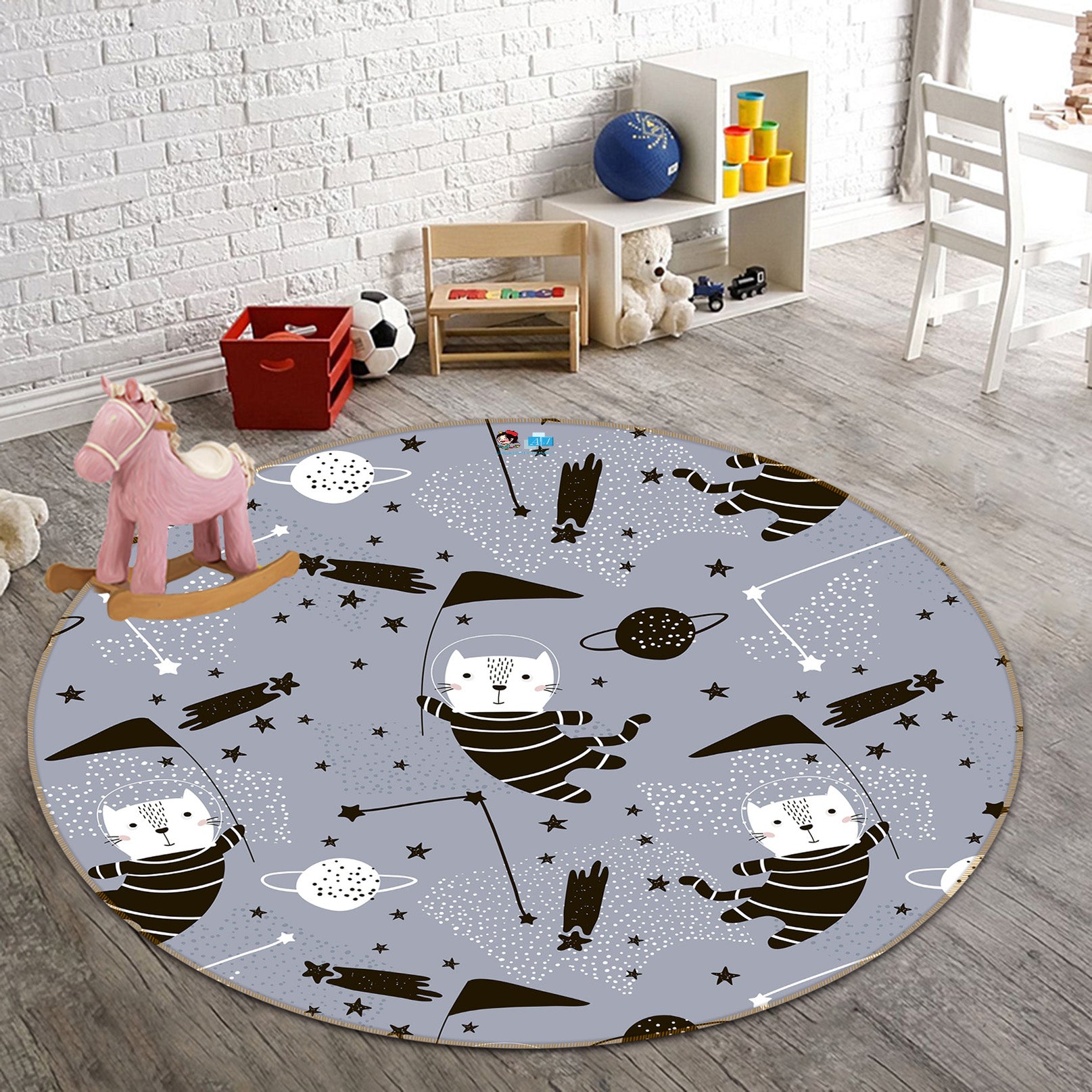 3D Cat 64169 Round Non Slip Rug Mat