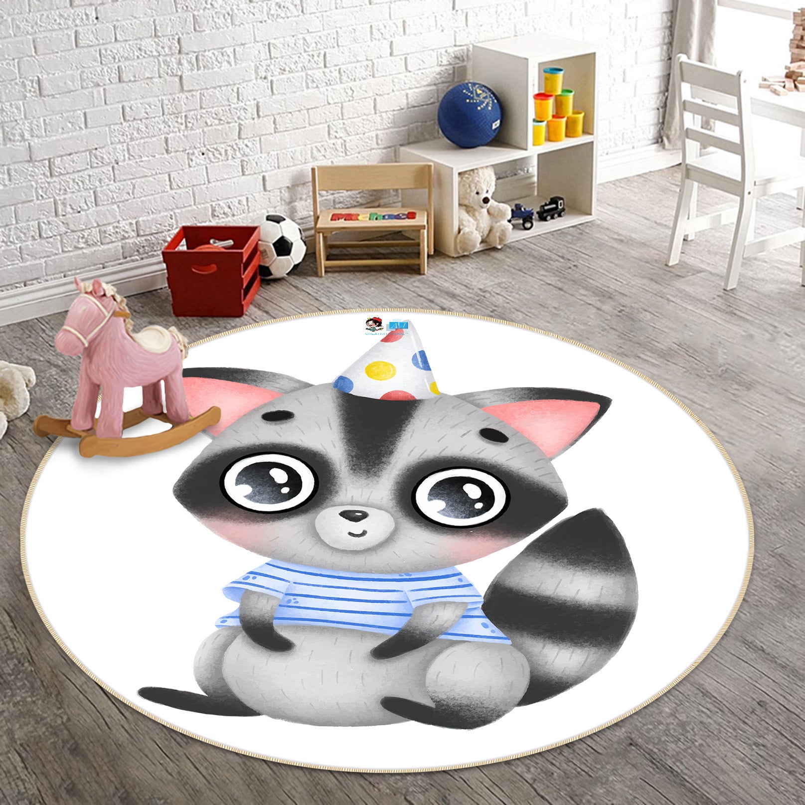 3D Civet Cat 74205 Round Non Slip Rug Mat