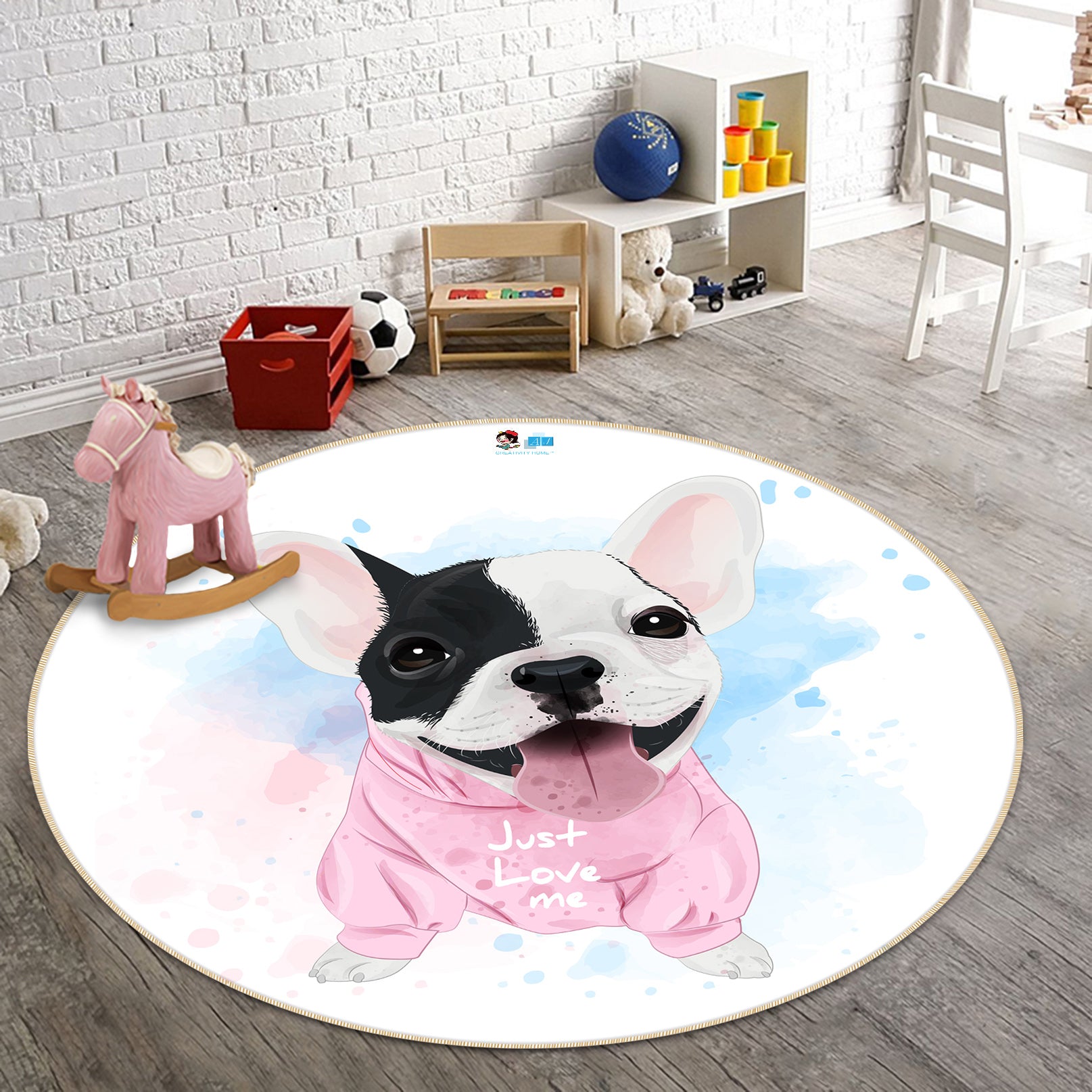 3D Bulldog 74212 Round Non Slip Rug Mat