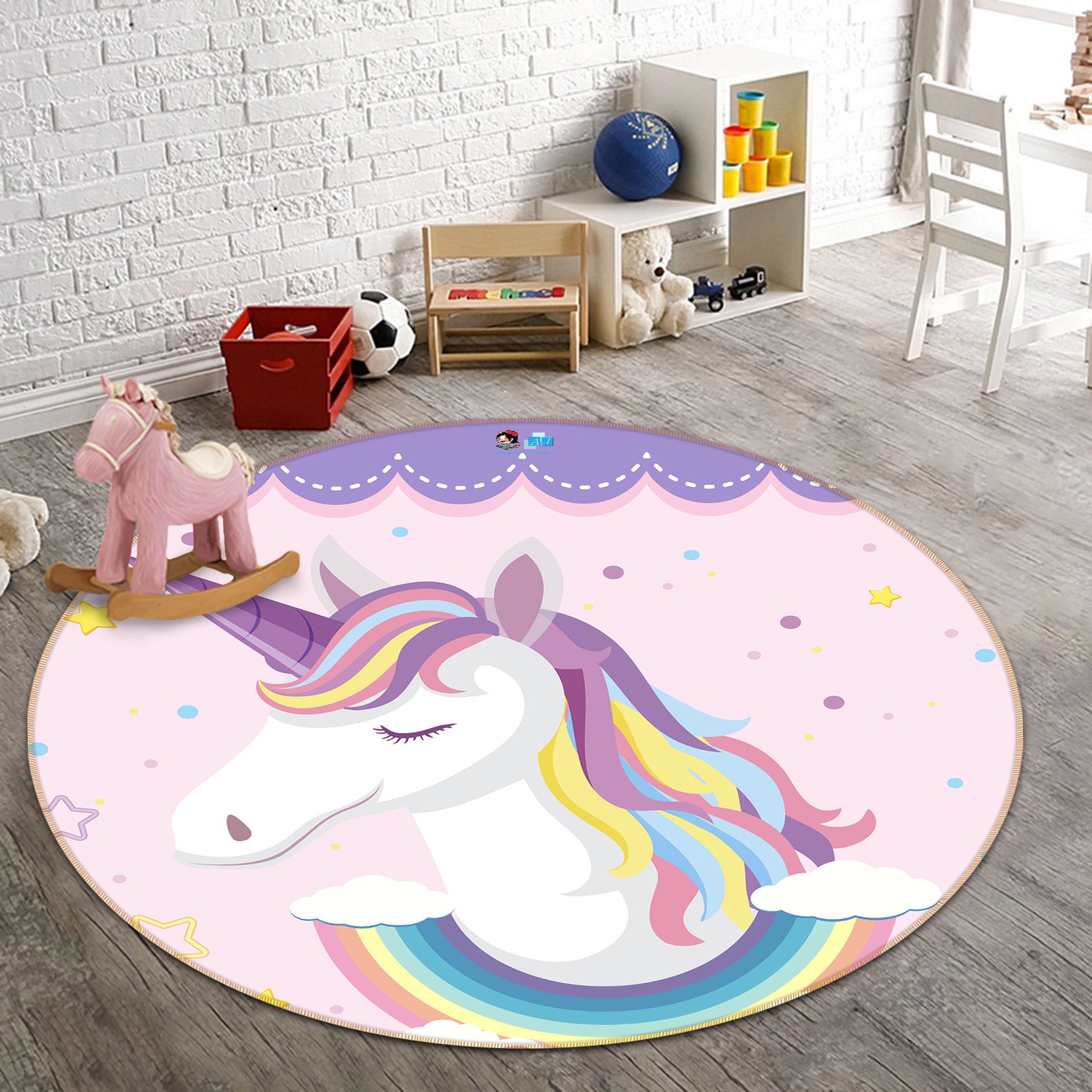 3D Unicorn 81145 Round Non Slip Rug Mat