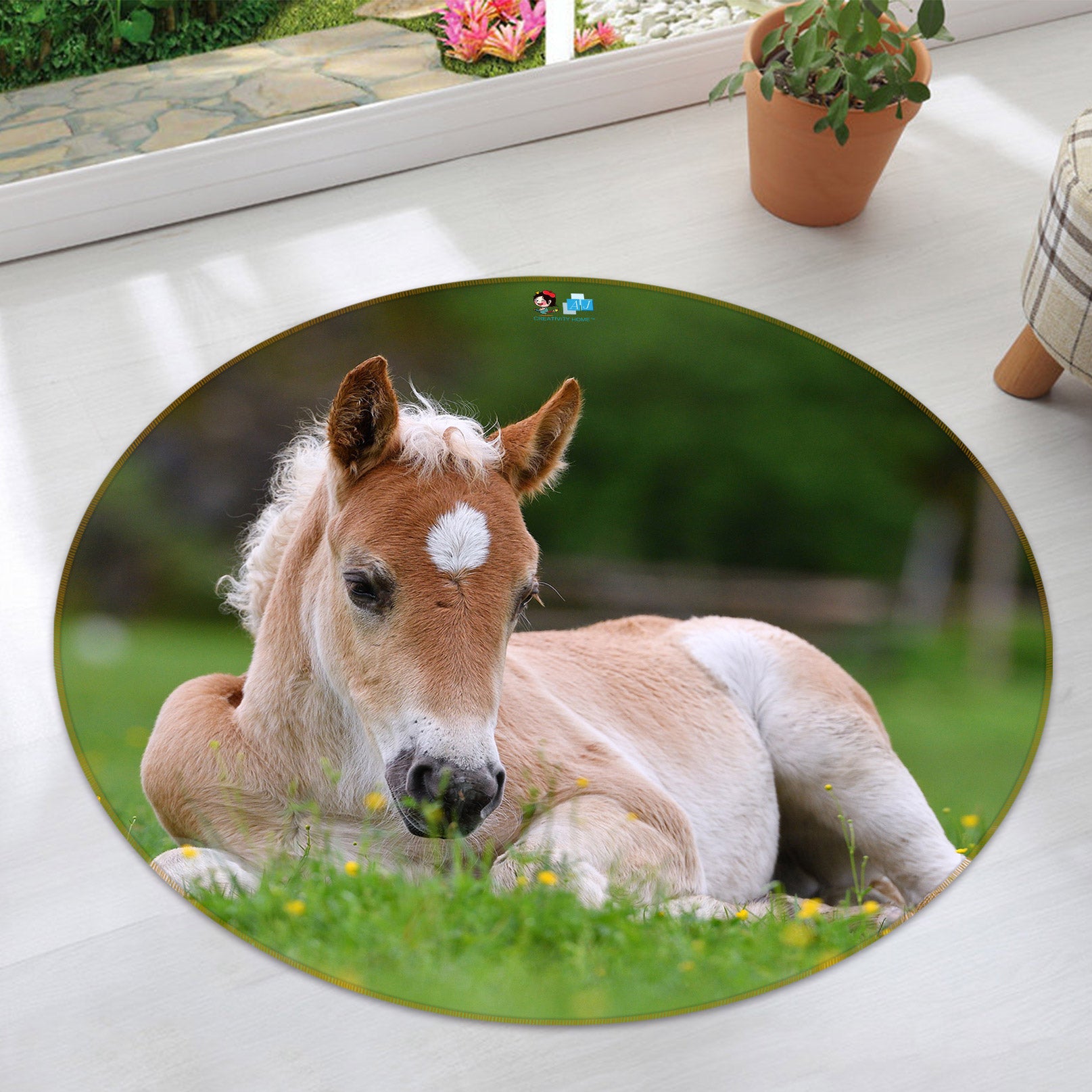 3D Pony 72184 Round Non Slip Rug Mat