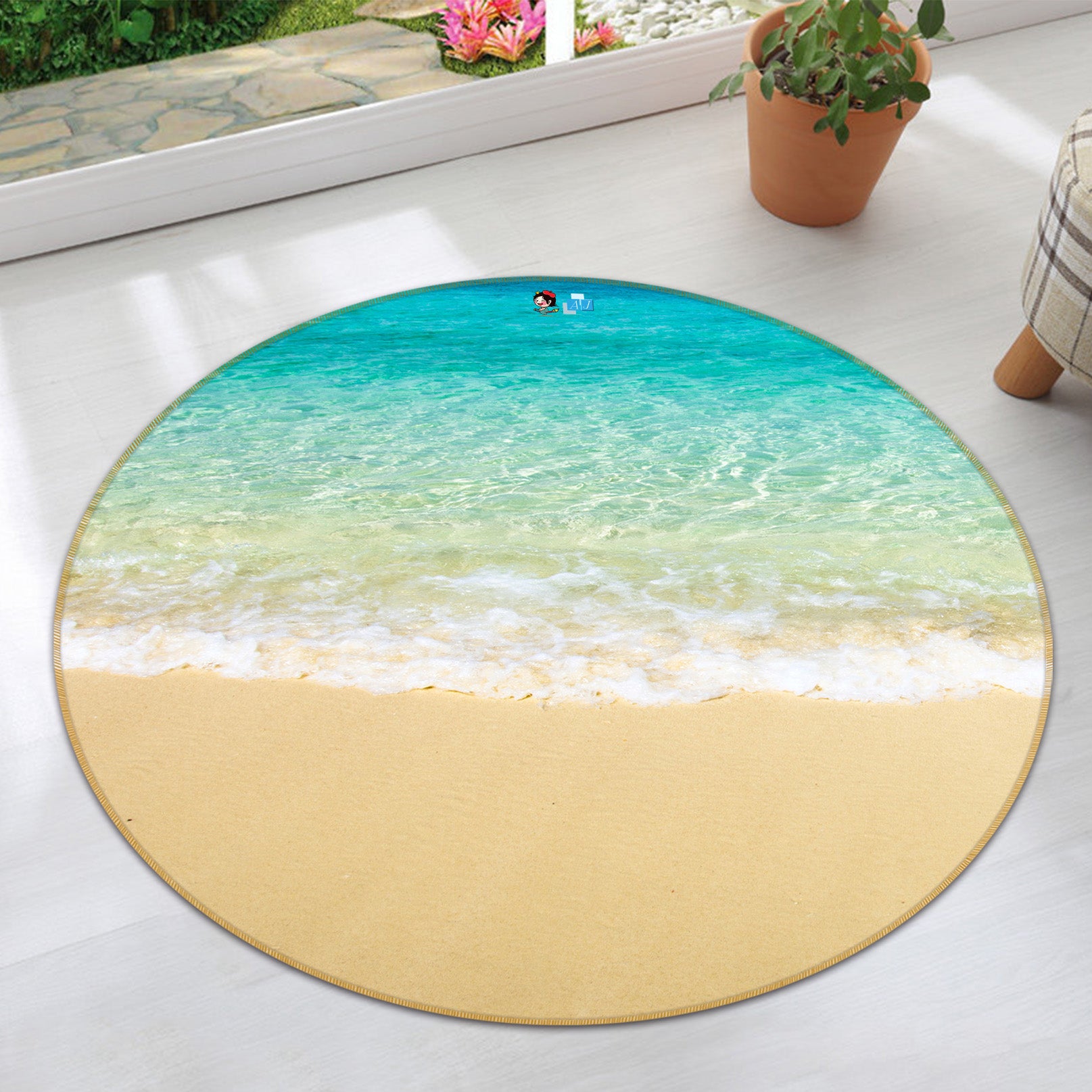 3D Seaside 72039 Round Non Slip Rug Mat