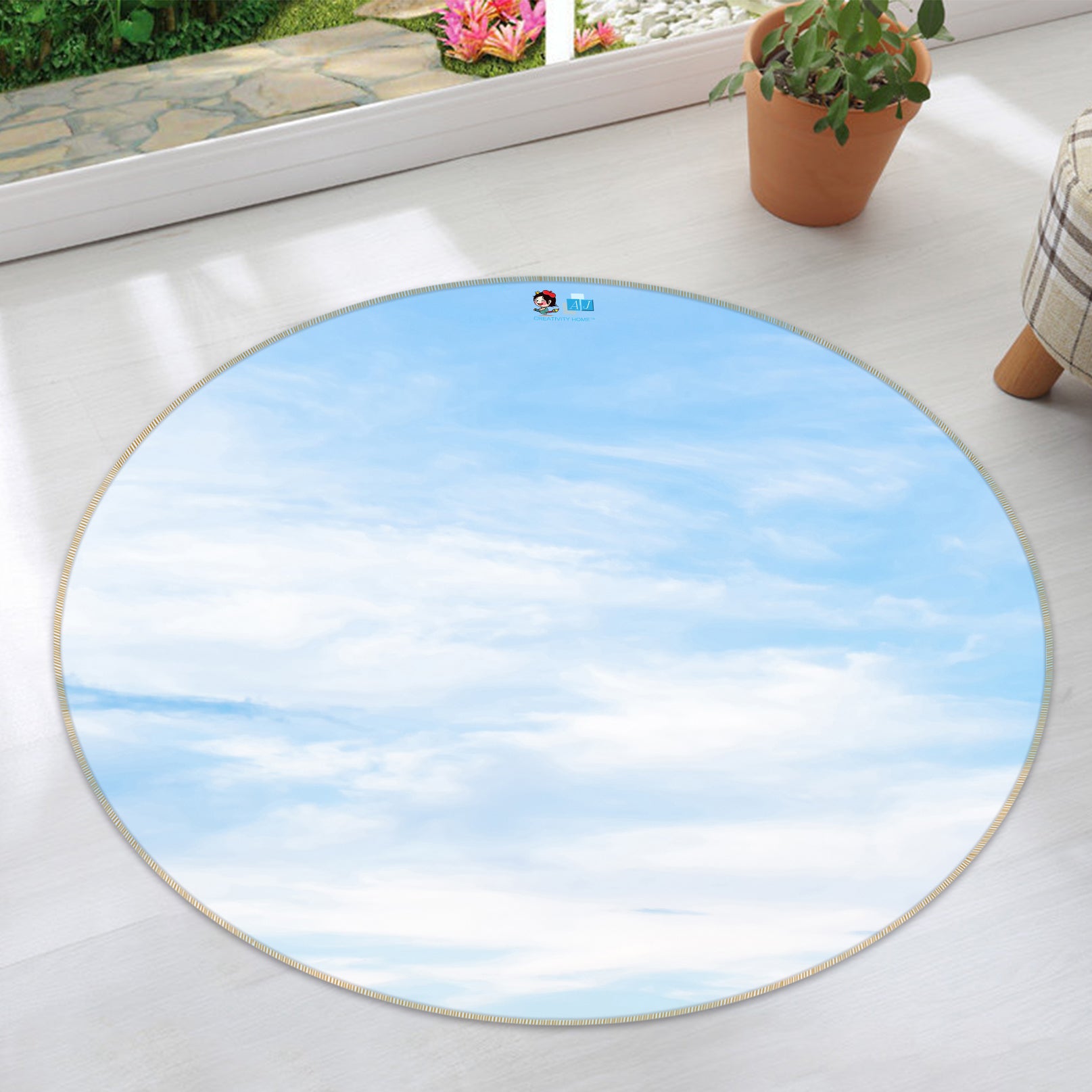 3D Sky Clouds 74181 Round Non Slip Rug Mat