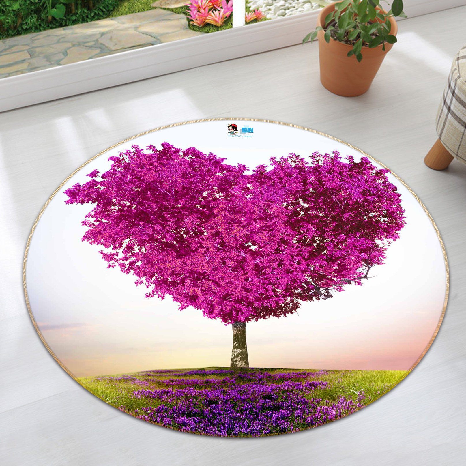 3D Love Tree 054 Round Non Slip Rug Mat Mat AJ Creativity Home 
