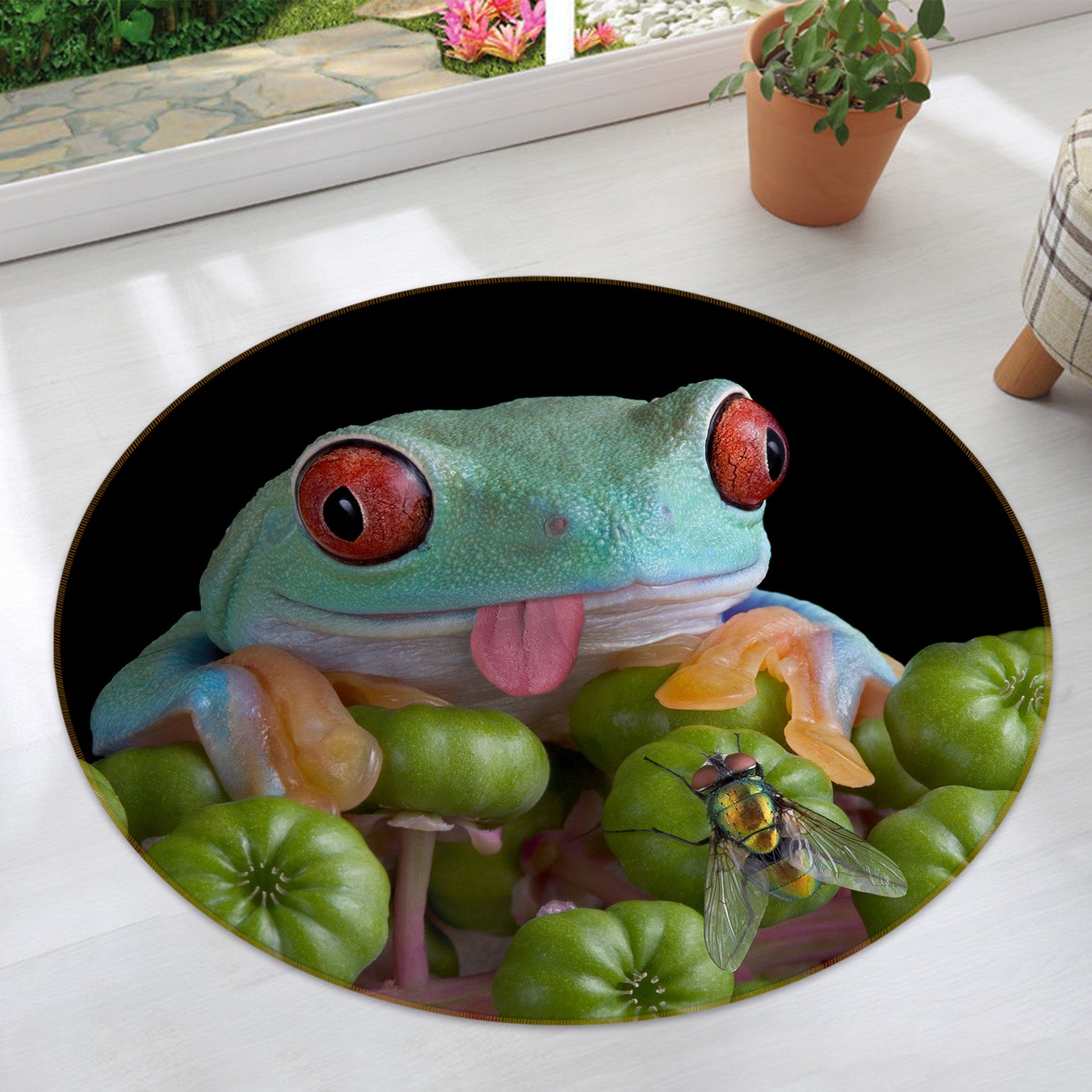 3D Frog 82014 Animal Round Non Slip Rug Mat