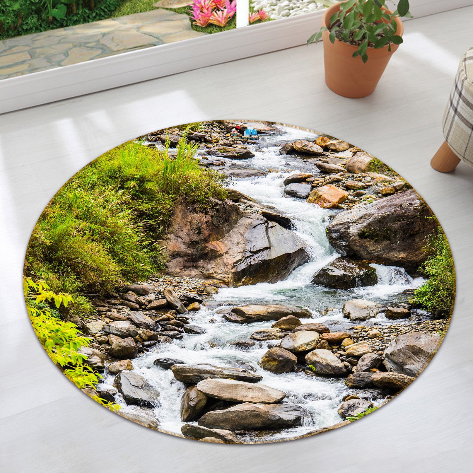3D Stream 72100 Round Non Slip Rug Mat