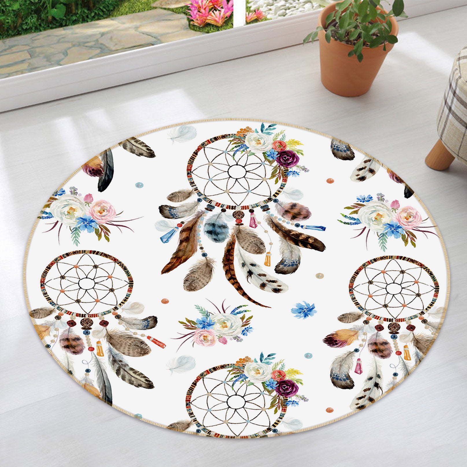 3D Many Dream Catchers 29034 Round Non Slip Rug Mat