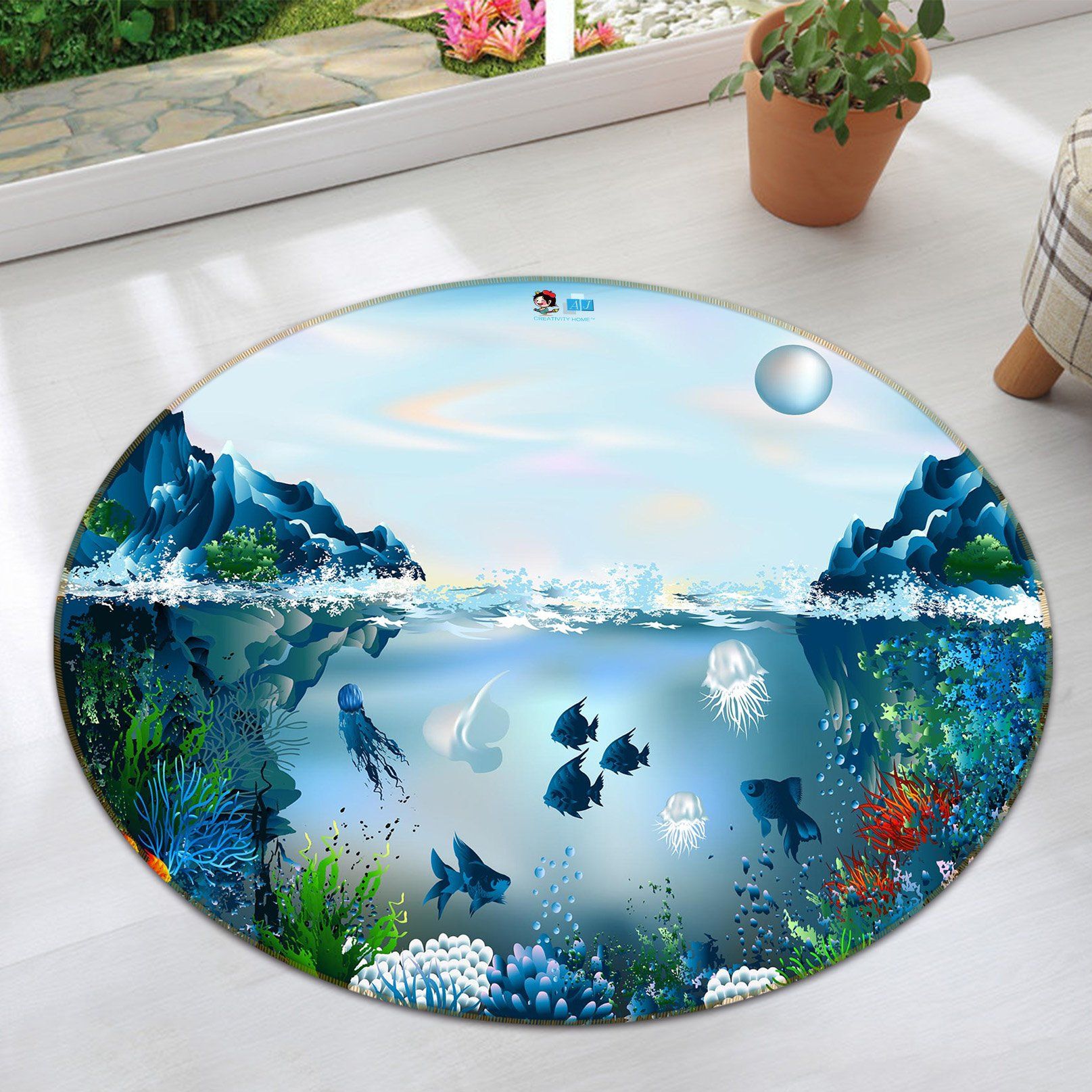 3D Marine Jellyfish 064 Round Non Slip Rug Mat Mat AJ Creativity Home 