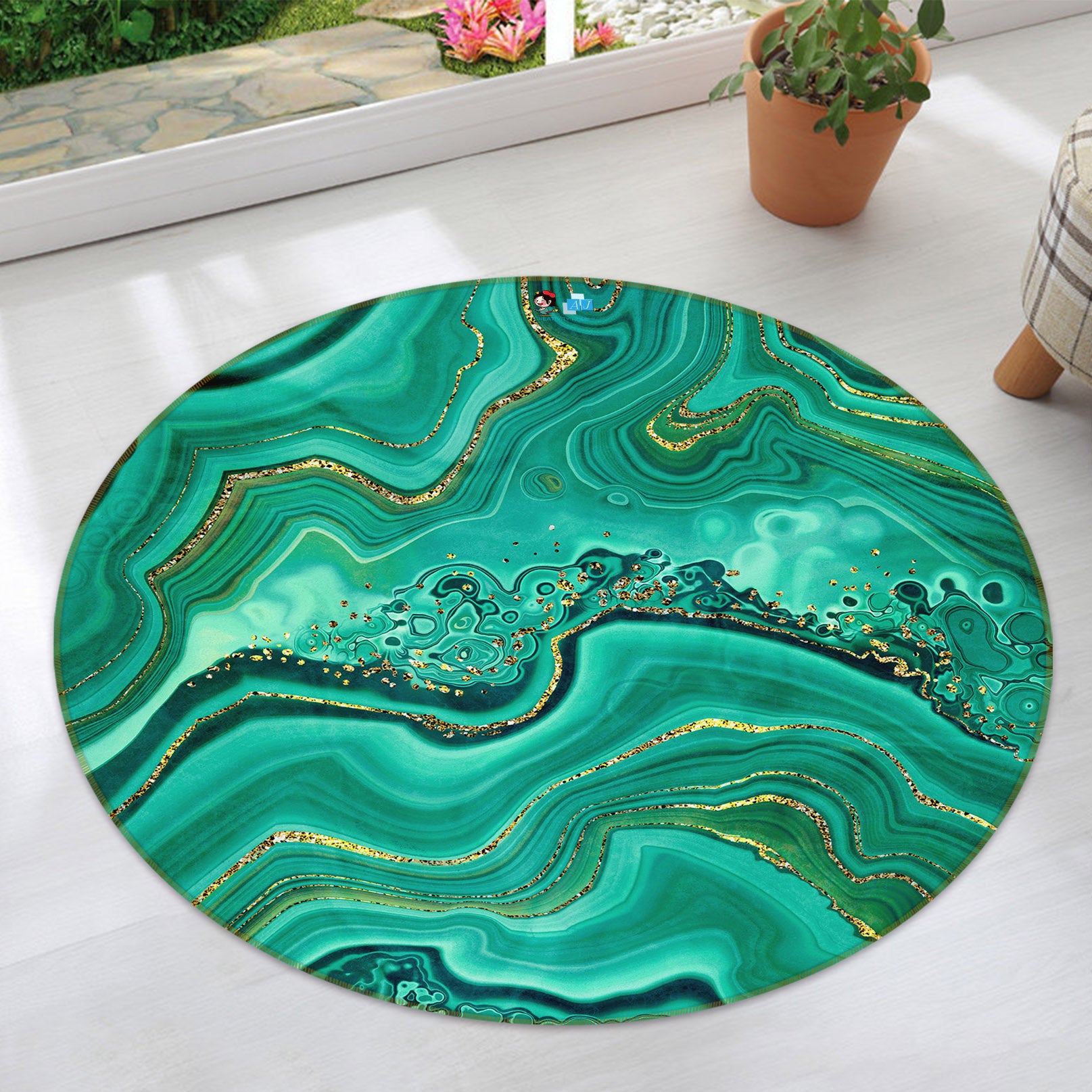 3D Green 71154 Round Non Slip Rug Mat