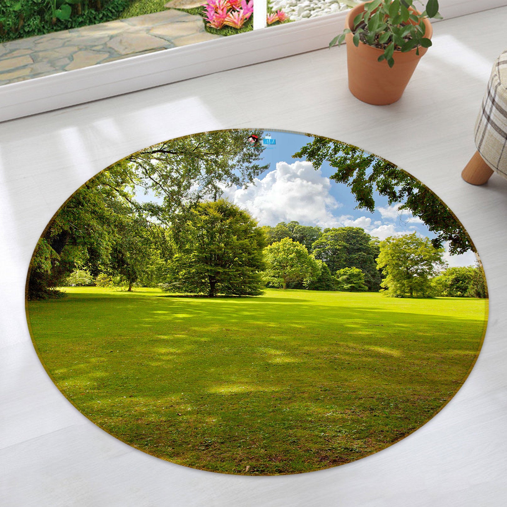 3D Grass Forest 80207 Round Non Slip Rug Mat
