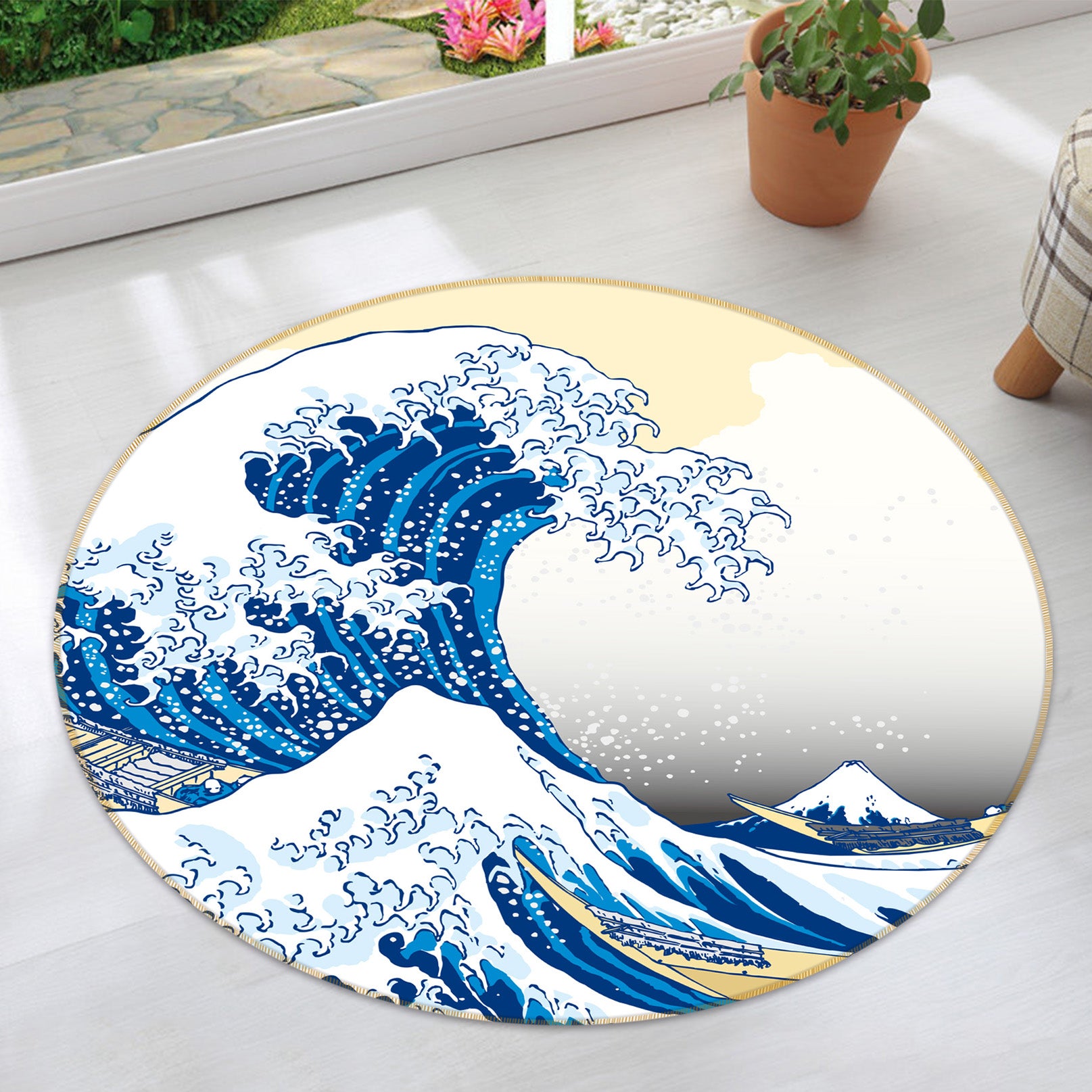 3D Waves 71206 Round Non Slip Rug Mat