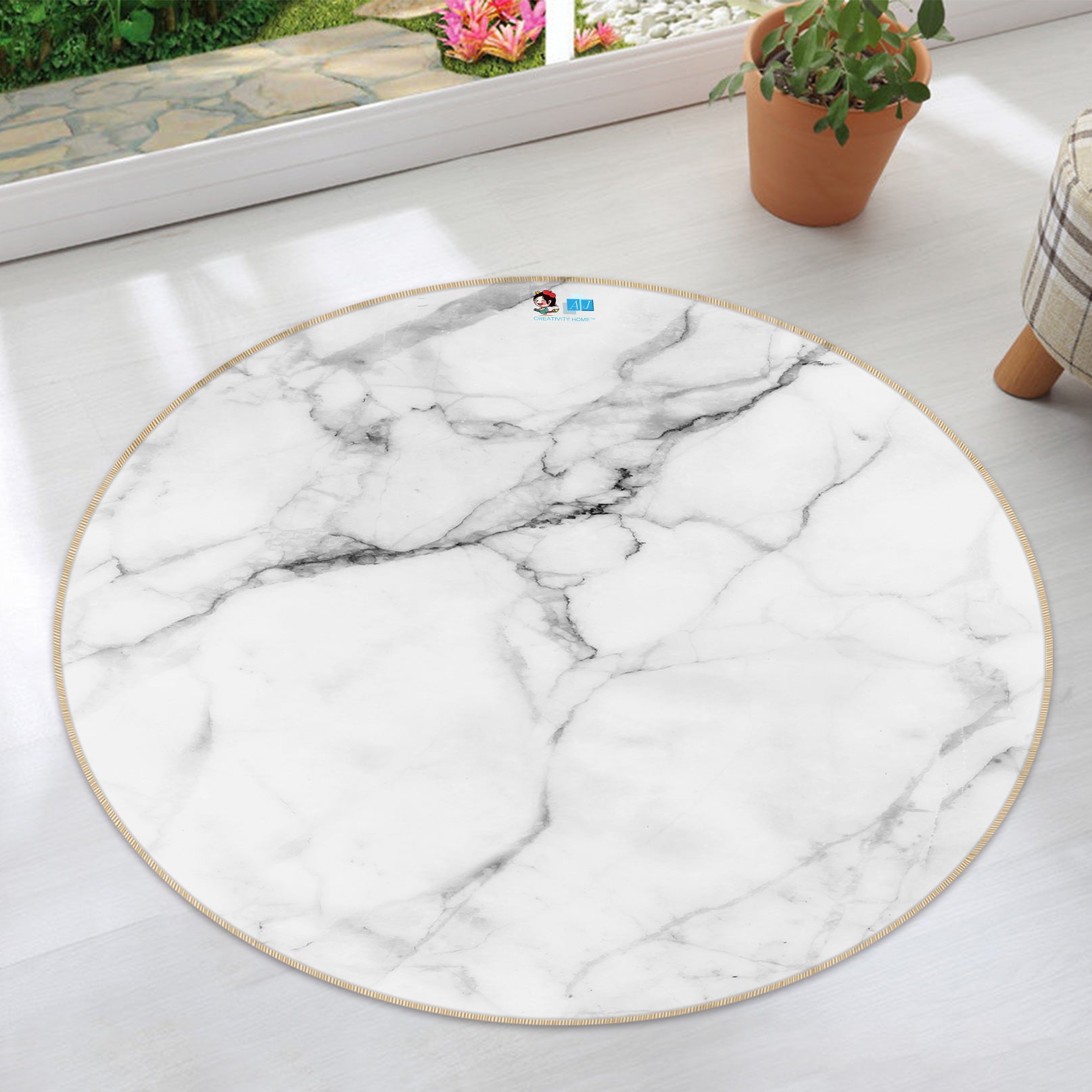 3D Marbling 69205 Round Non Slip Rug Mat