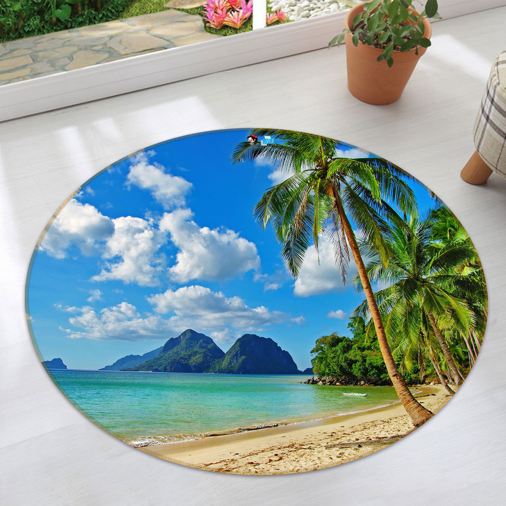 3D Seaside 81011 Round Non Slip Rug Mat