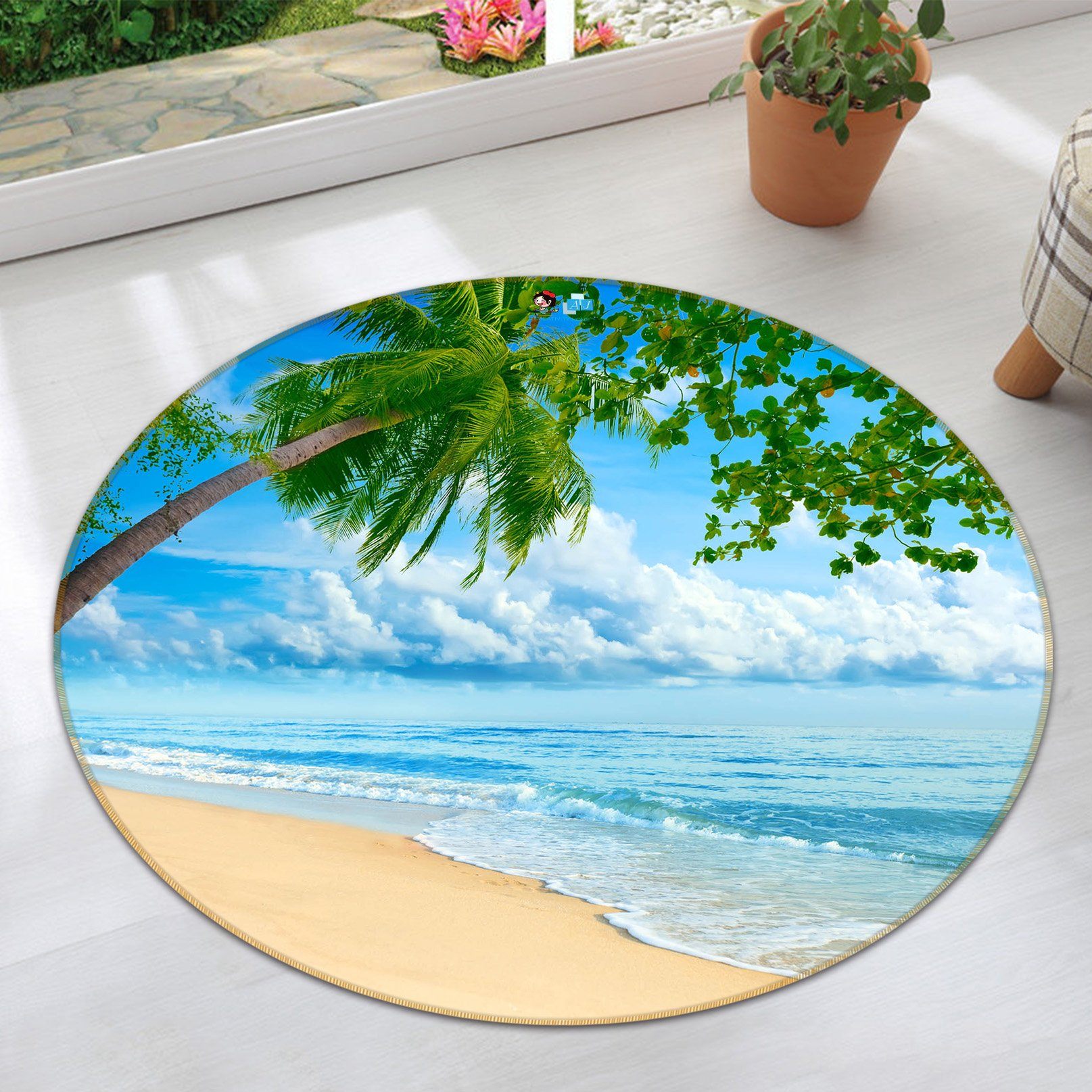 3D Cloud Beach 363 Round Non Slip Rug Mat Mat AJ Creativity Home 