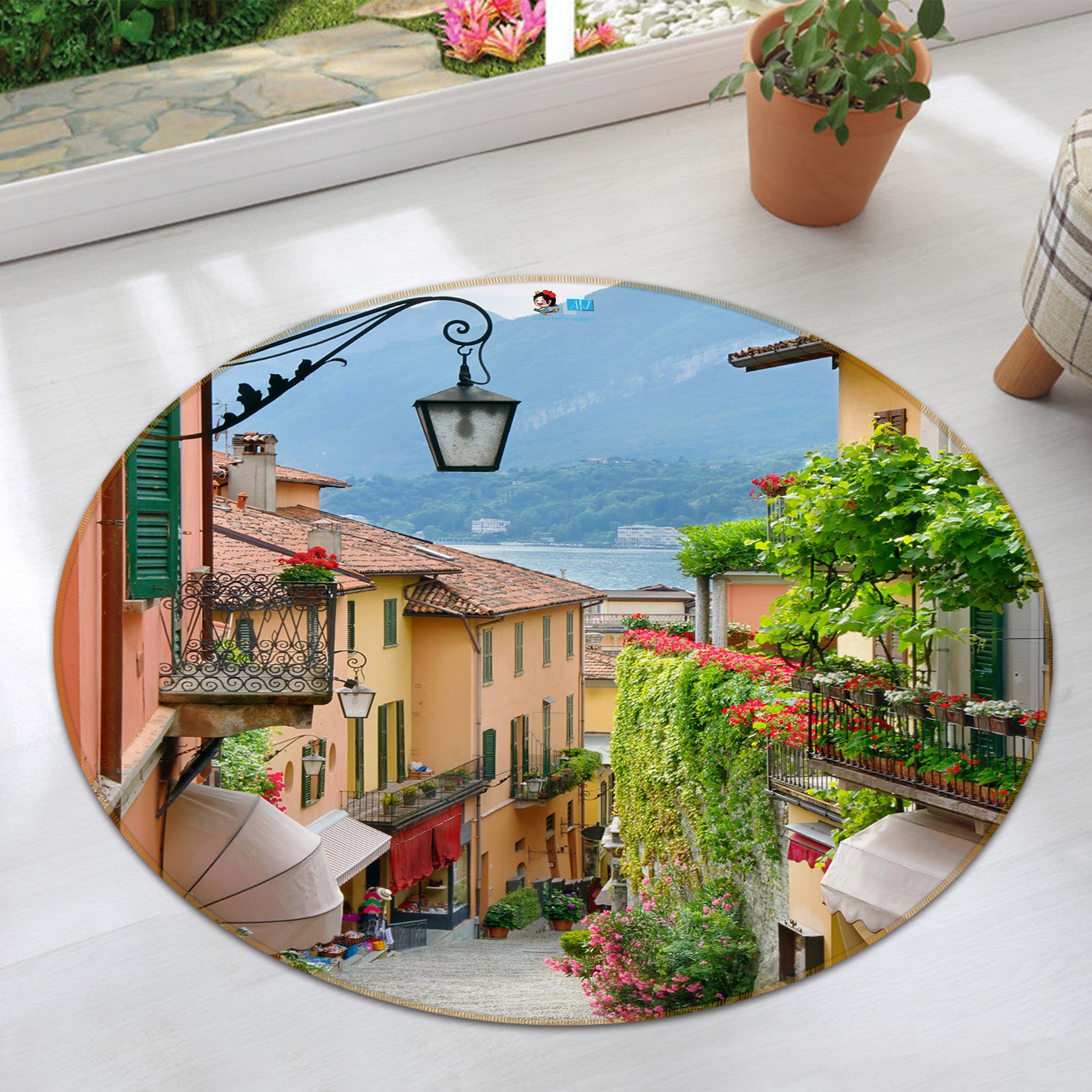 3D Town House 72040 Round Non Slip Rug Mat
