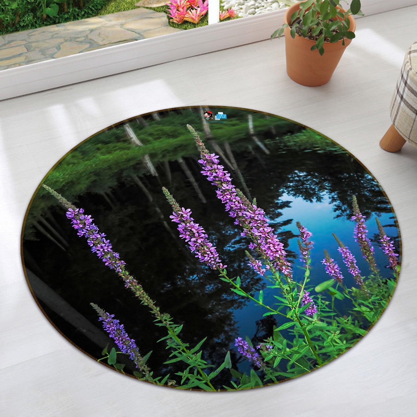 3D Purple Reign 85114 Jerry LoFaro Rug Round Non Slip Rug Mat