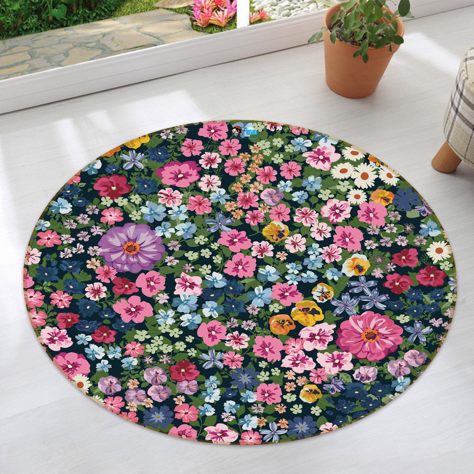3D Floret 71158 Round Non Slip Rug Mat