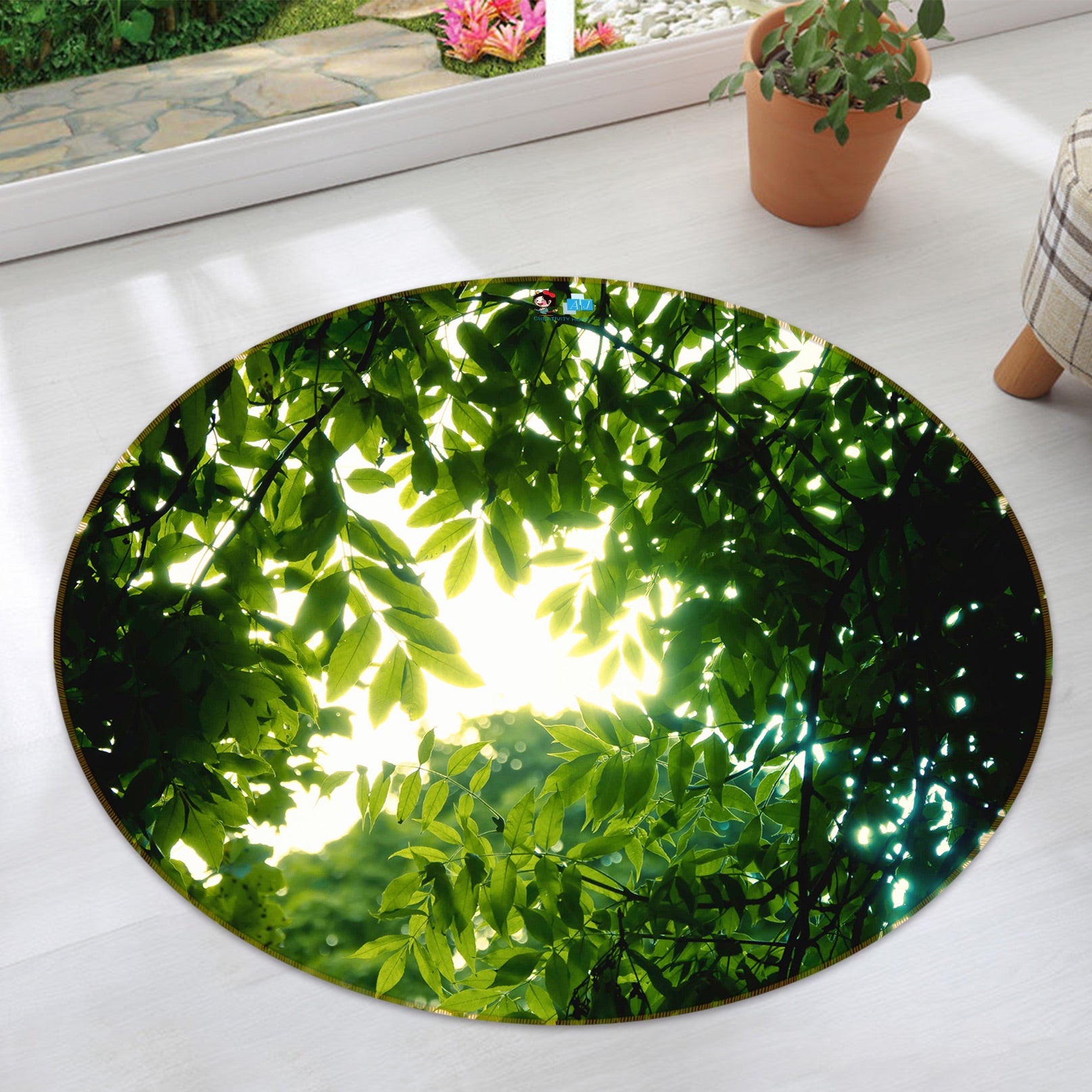 3D Forest Sunlight 80294 Round Non Slip Rug Mat