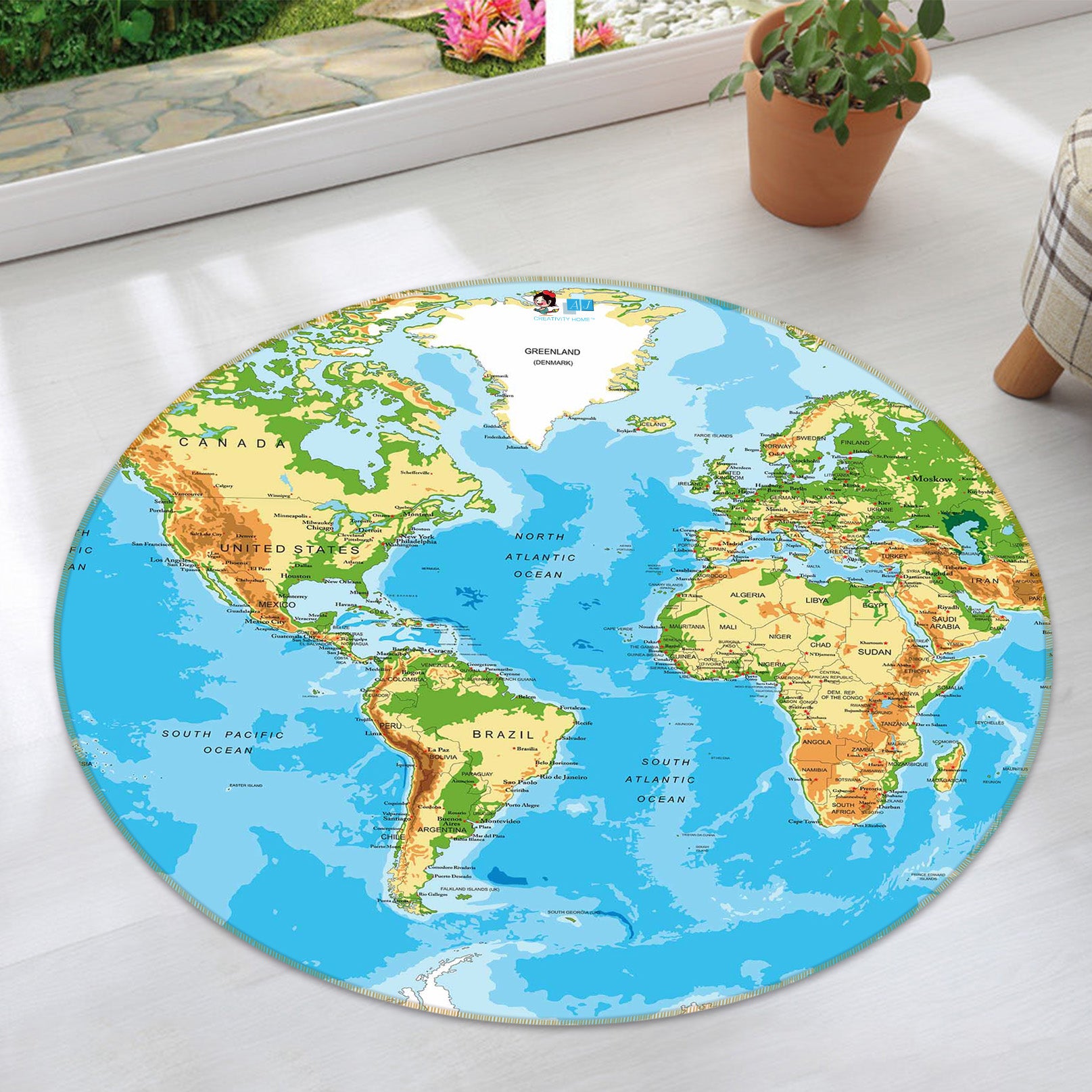 3D Map 72114 Round Non Slip Rug Mat