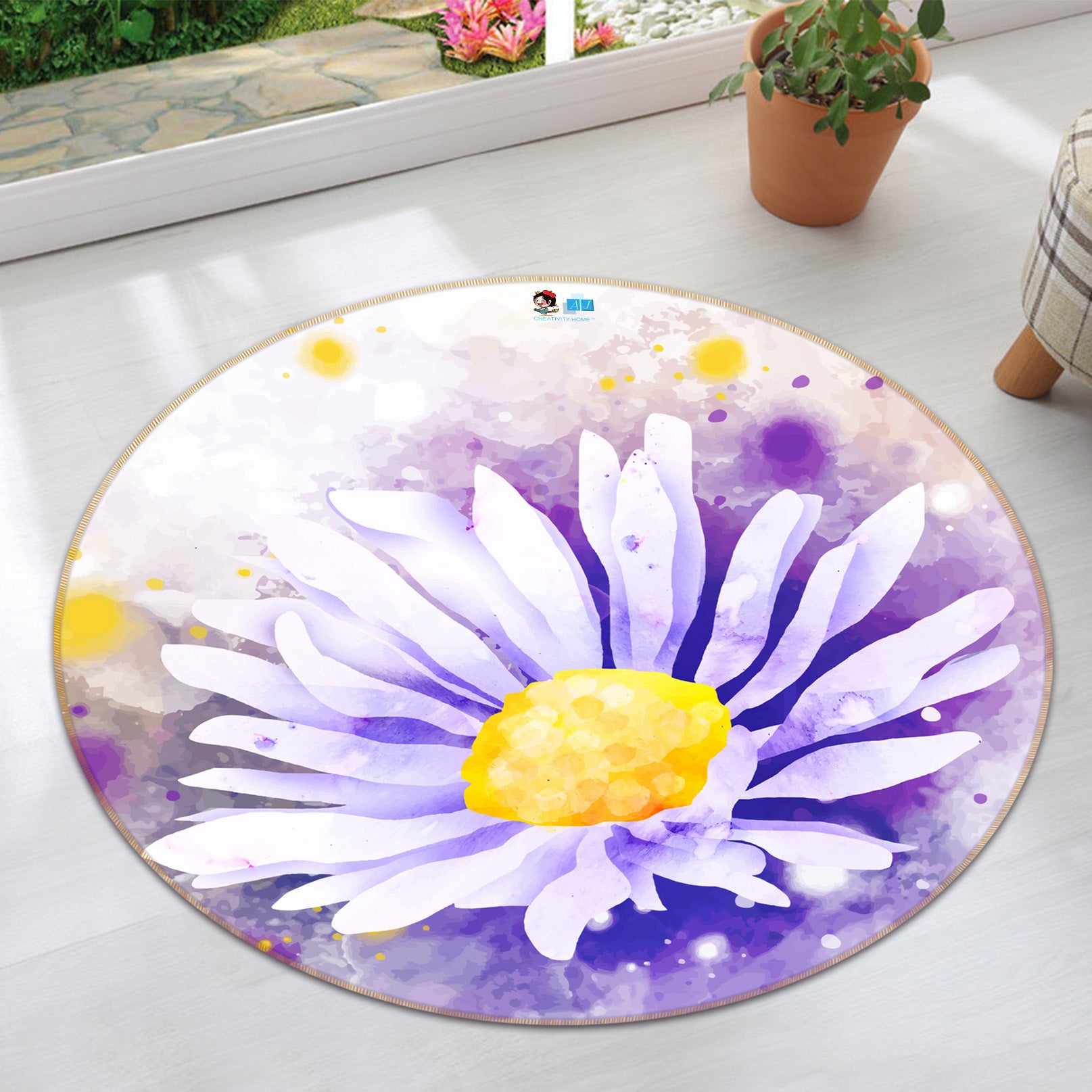 3D Flowers 71269 Round Non Slip Rug Mat