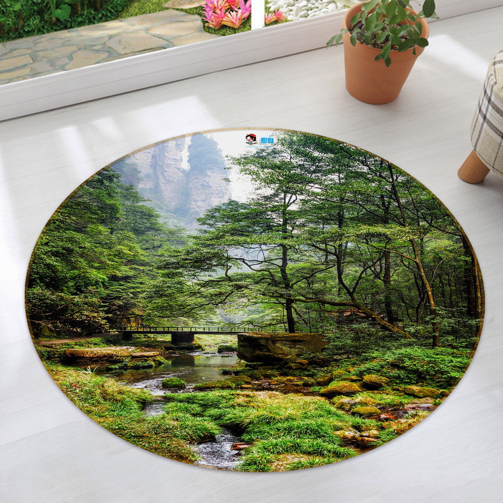 3D Jungle 69065 Round Non Slip Rug Mat