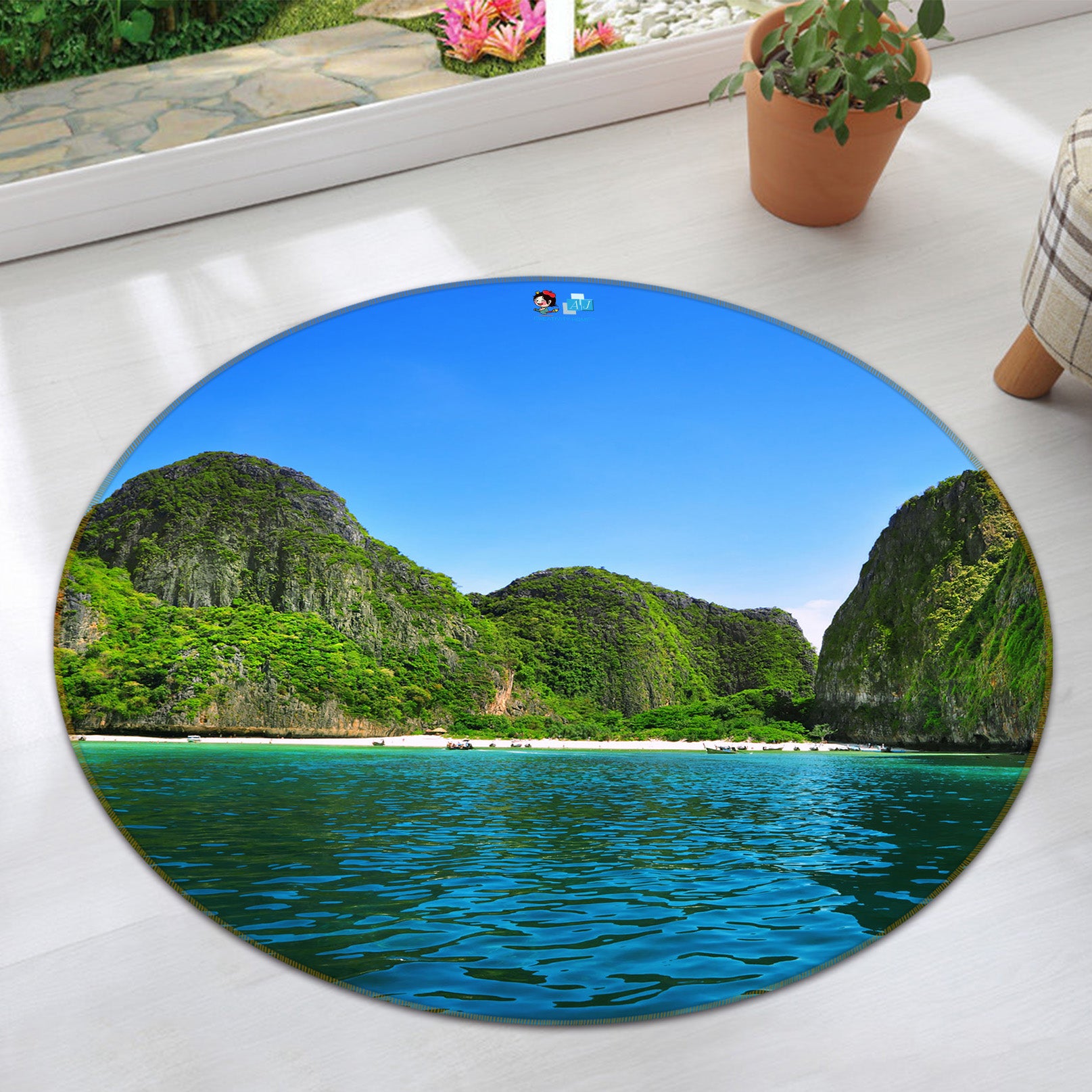 3D Mountains Rivers 72060 Round Non Slip Rug Mat
